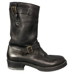 CoSTUME NATIONAL Size 10 Black Leather Belted Pull On Boots
