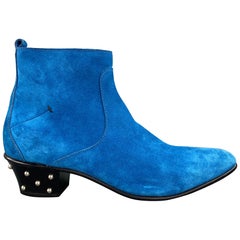 Bottes cloutées à fermeture éclair latérale CoSTUME NATIONAL bleu royal taille 10