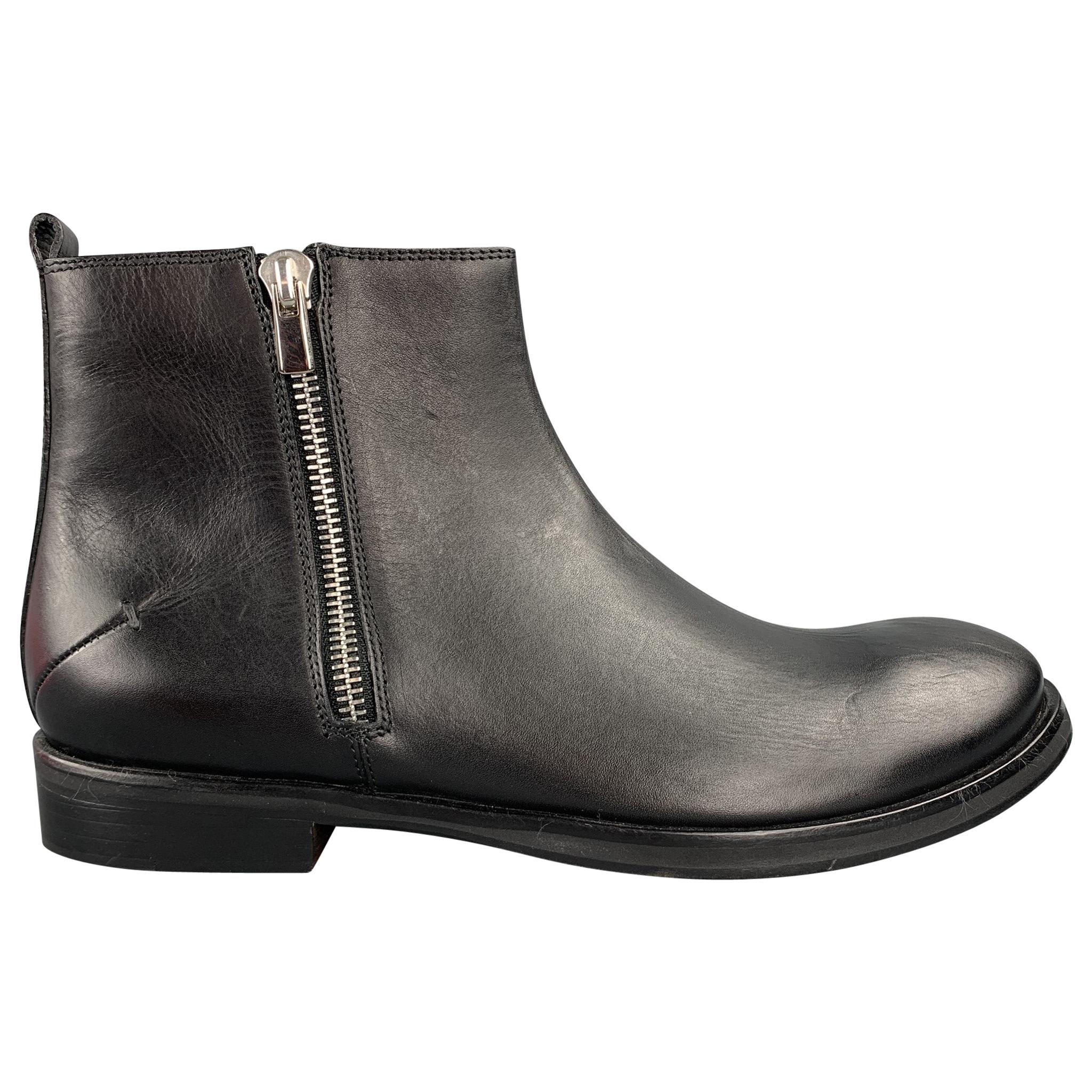 CoSTUME NATIONAL Size 11 Black Leather Side Zippers Boots For Sale at  1stDibs | costume national boots