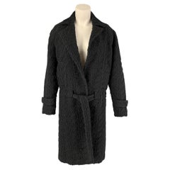 CoSTUME NATIONAL Größe 2 Schwarzer Mantel aus Wolle und Polyamide mit strukturiertem Revers