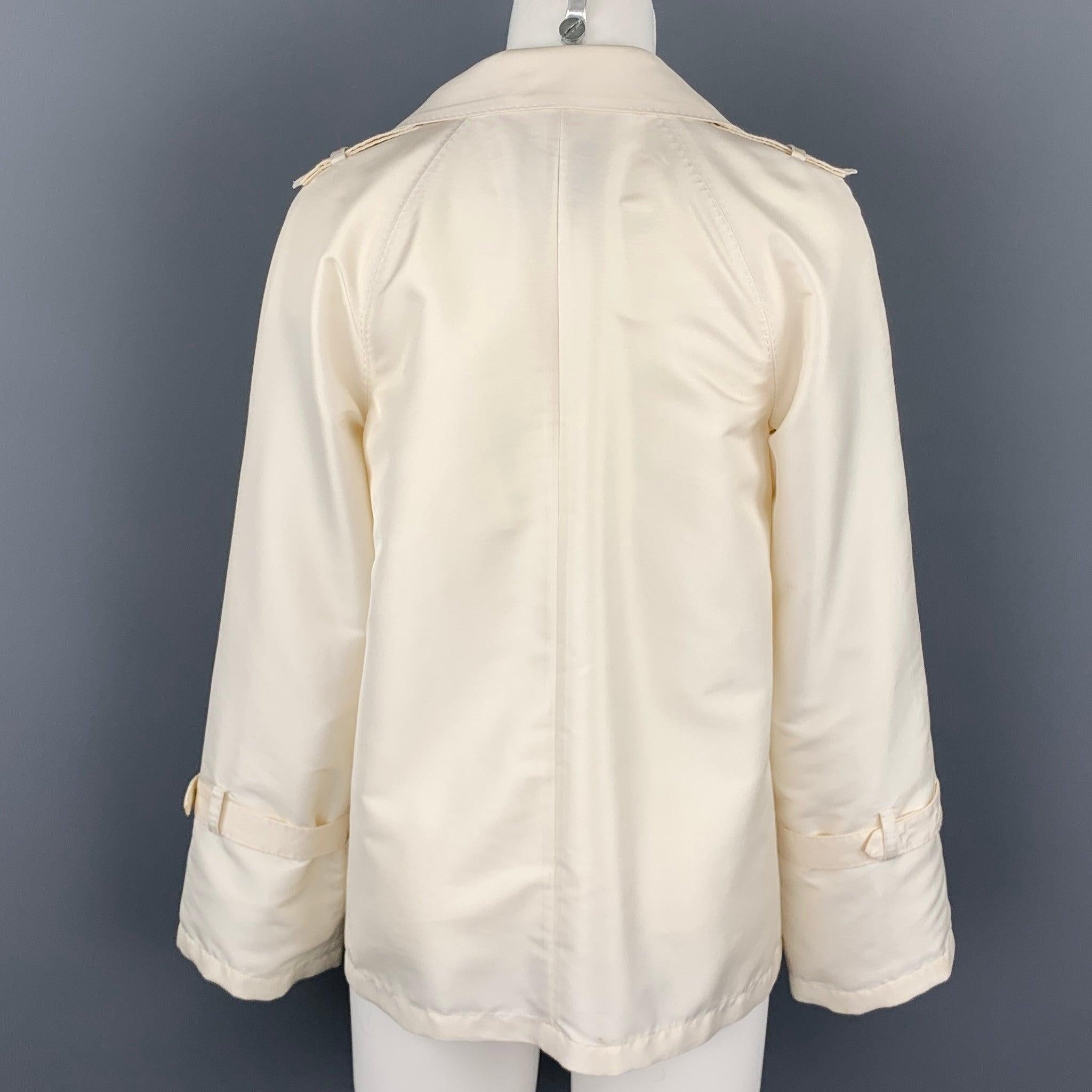 Women's CoSTUME NATIONAL Size 2 Cream Twill Polyester A-Line Jacket For Sale