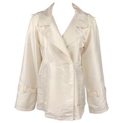 CoSTUME NATIONAL Size 2 Cream Twill Polyester A-Line Jacket