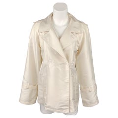 CoSTUME NATIONAL Size 2 Cream Twill Polyester A-Line Jacket