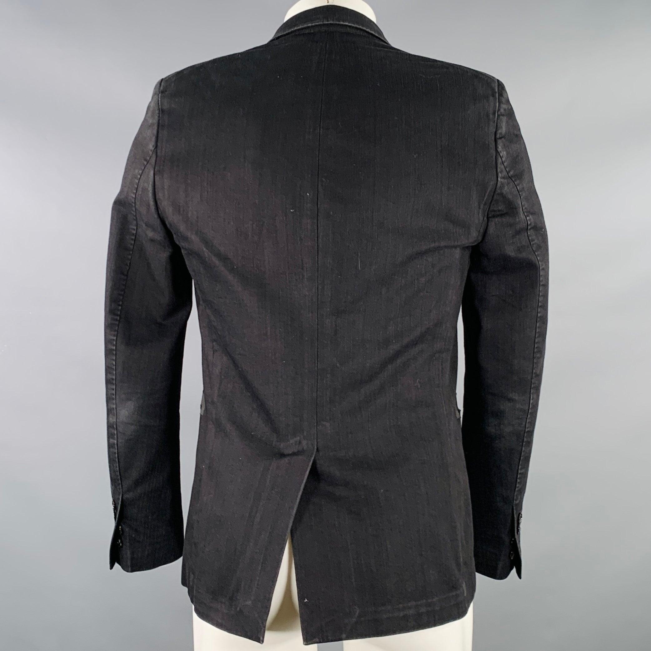 CoSTUME NATIONAL Größe 36 Schwarz Baumwolle Mischung Peak Lapel Sport Mantel Herren im Angebot