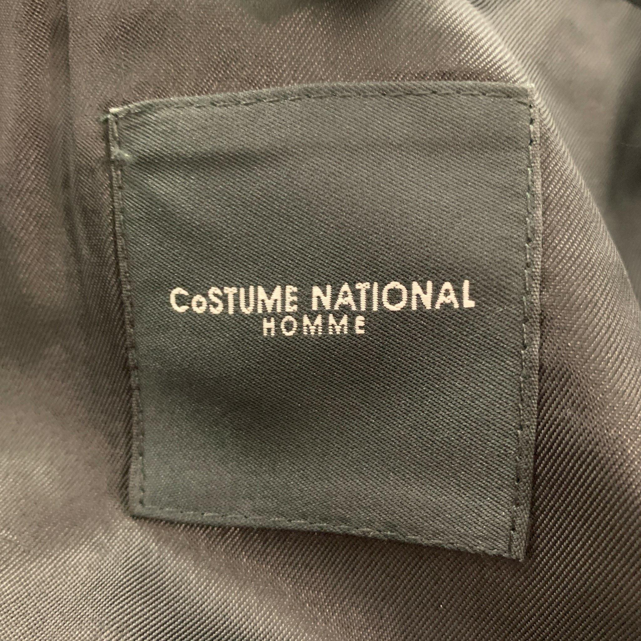 Costume National Taille 38 Manteau de sport en laine mélangée à rayures noires à revers échancré Pour hommes en vente