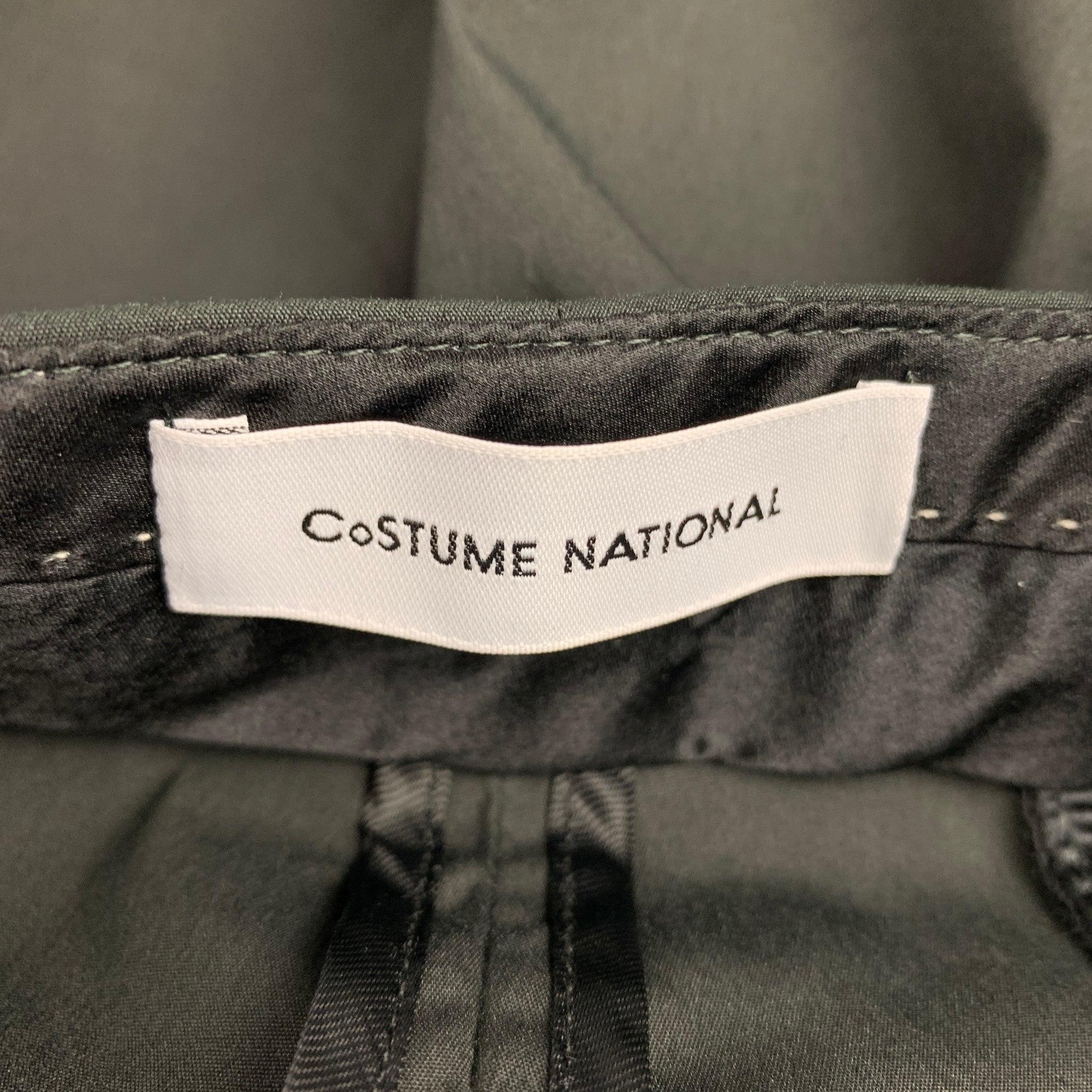 Costume National Taille 4 Pantalon habillé à jambe étroite en coton mélangé noir Pour femmes en vente