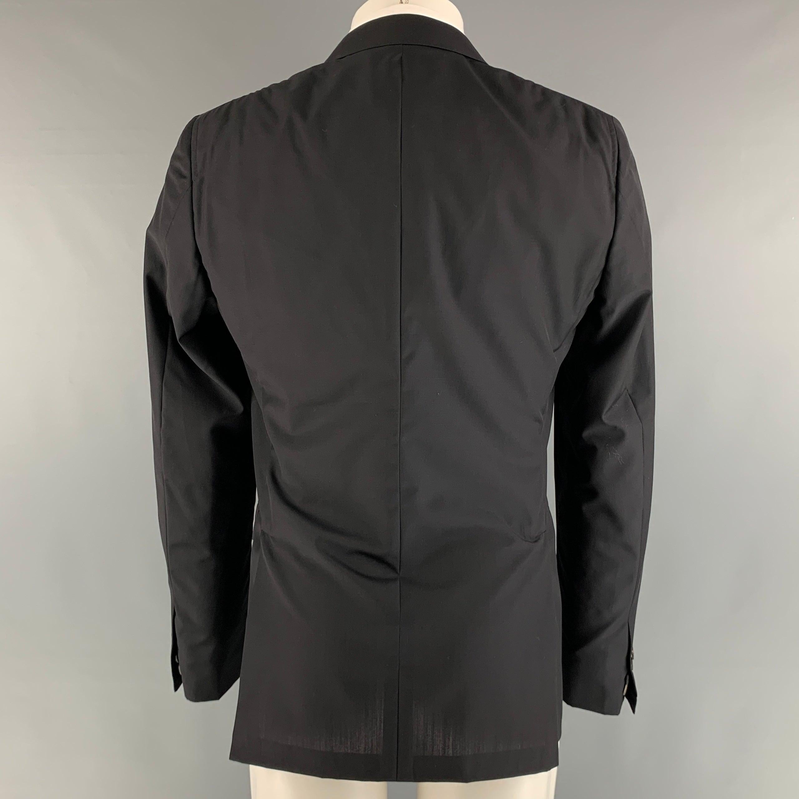 Costume National Taille 40 Manteau de sport noir en laine et soie à revers échancré Bon état - En vente à San Francisco, CA