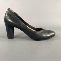 CoSTUME NATIONAL – Escarpins à enfiler en cuir noir, taille 8, talons « Heeks »