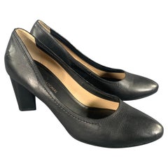 CoSTUME NATIONAL – Escarpins à enfiler en cuir noir, taille 8, talons « Heeks »