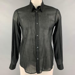 CoSTUME NATIONAL Size L Black See-Through Cotton Button Up Long Sleeve Shirt
