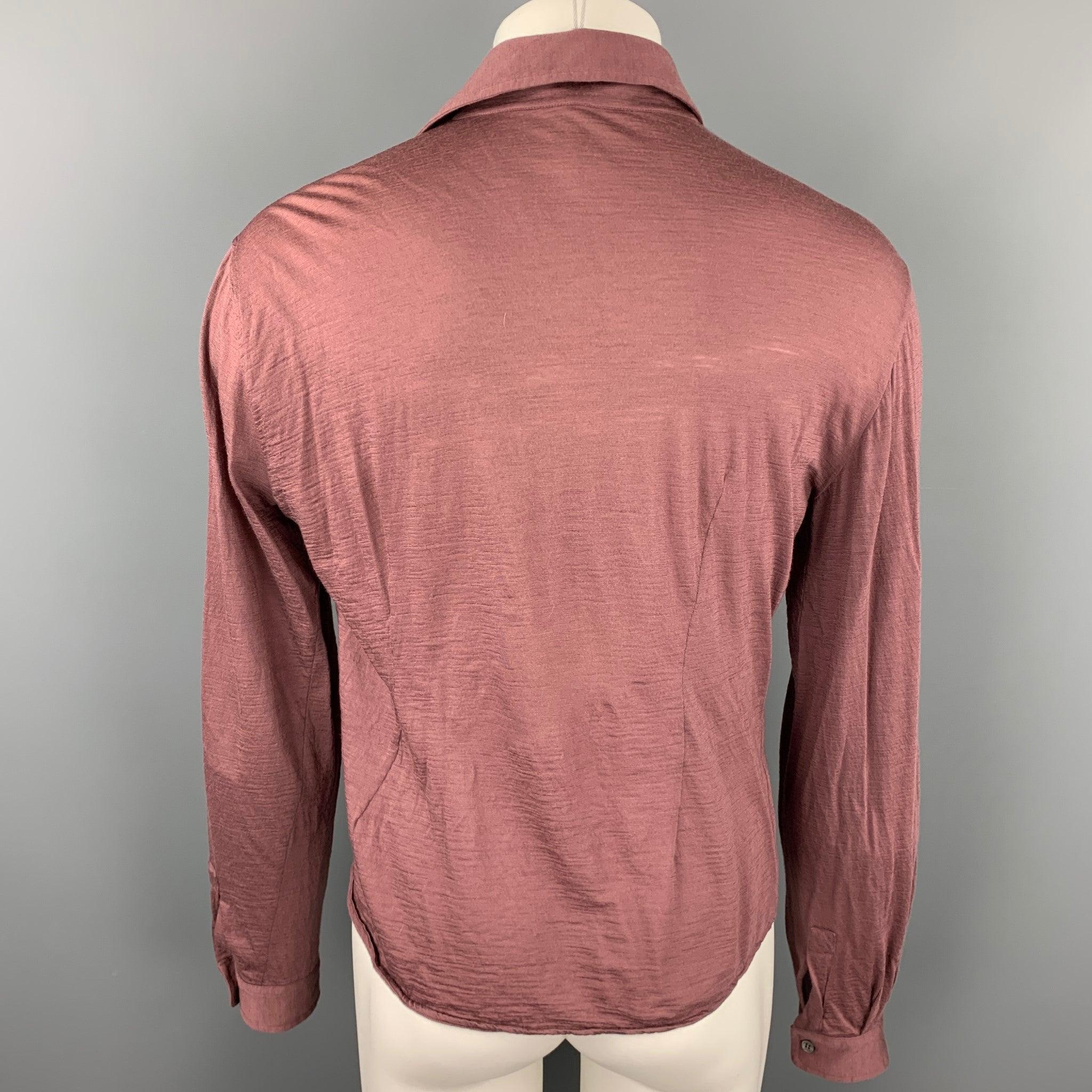 CoSTUME NATIONAL Size M Mauve Wool Buttoned Long Sleeve Polo In Good Condition For Sale In San Francisco, CA