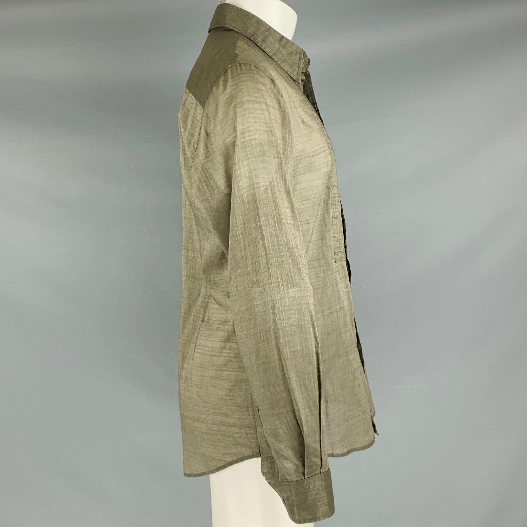 Brown CoSTUME NATIONAL Size M Taupe Cotton Blend Tuxedo Long Sleeve Shirt For Sale