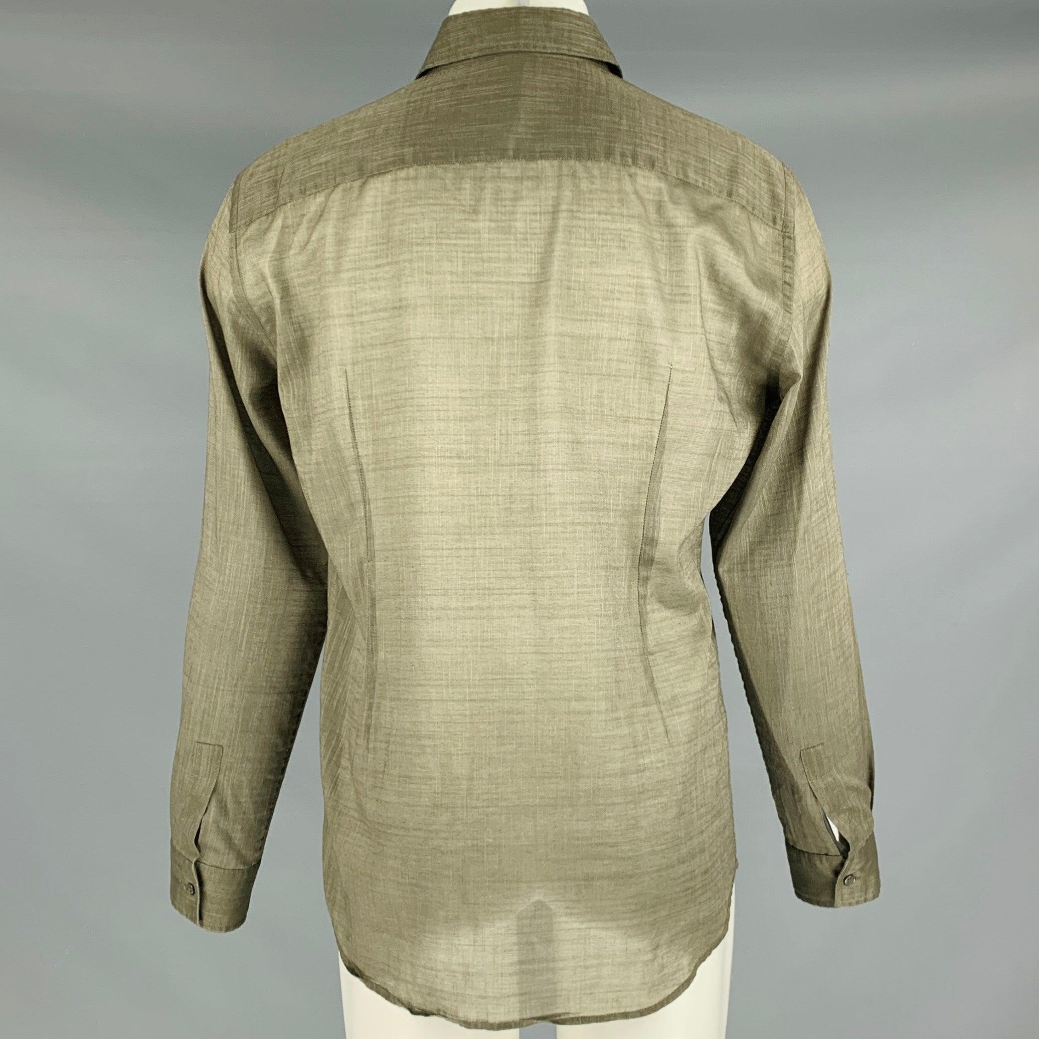 CoSTUME NATIONAL Size M Taupe Cotton Blend Tuxedo Long Sleeve Shirt In Good Condition For Sale In San Francisco, CA