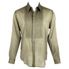 CoSTUME NATIONAL Size M Taupe Cotton Blend Tuxedo Long Sleeve Shirt