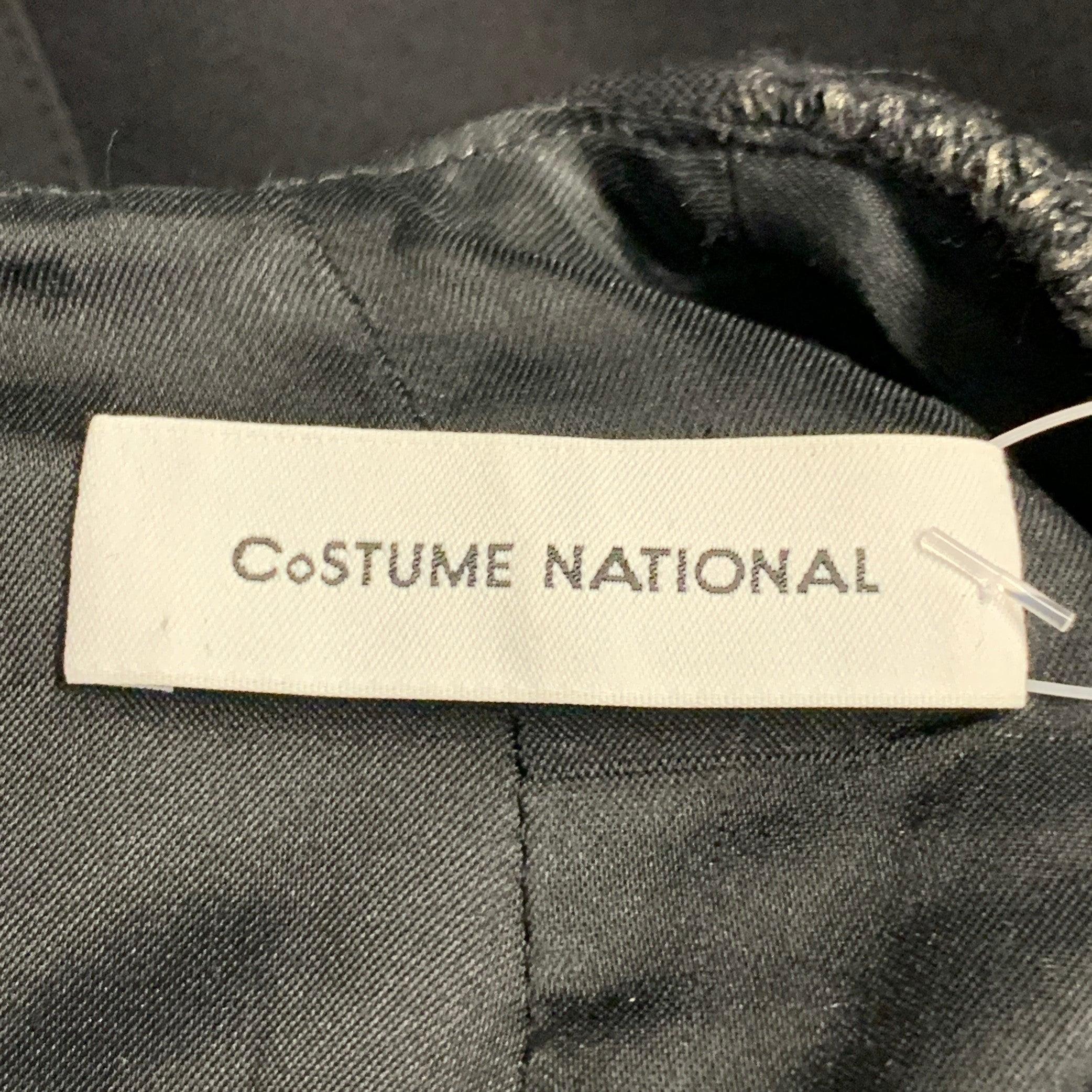 CoSTUME NATIONAL Talla XS Negro Plata Mezcla de Viscosa Dos Tonos Vestido Turno en venta 1