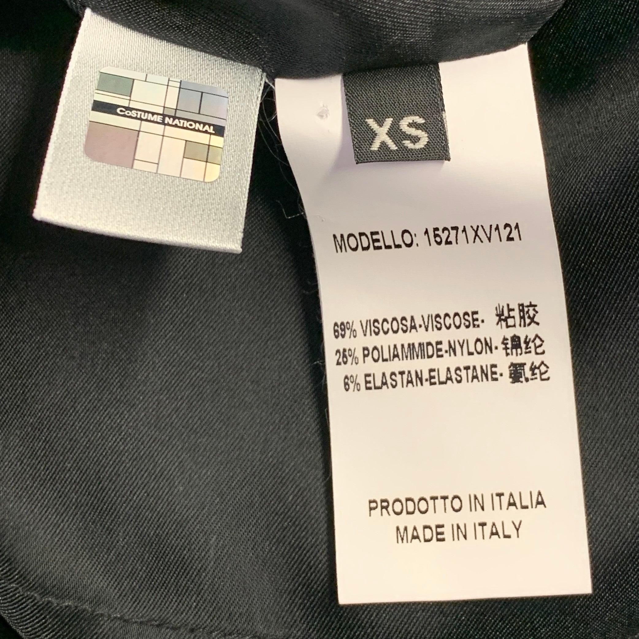 CoSTUME NATIONAL Talla XS Negro Plata Mezcla de Viscosa Dos Tonos Vestido Turno en venta 2