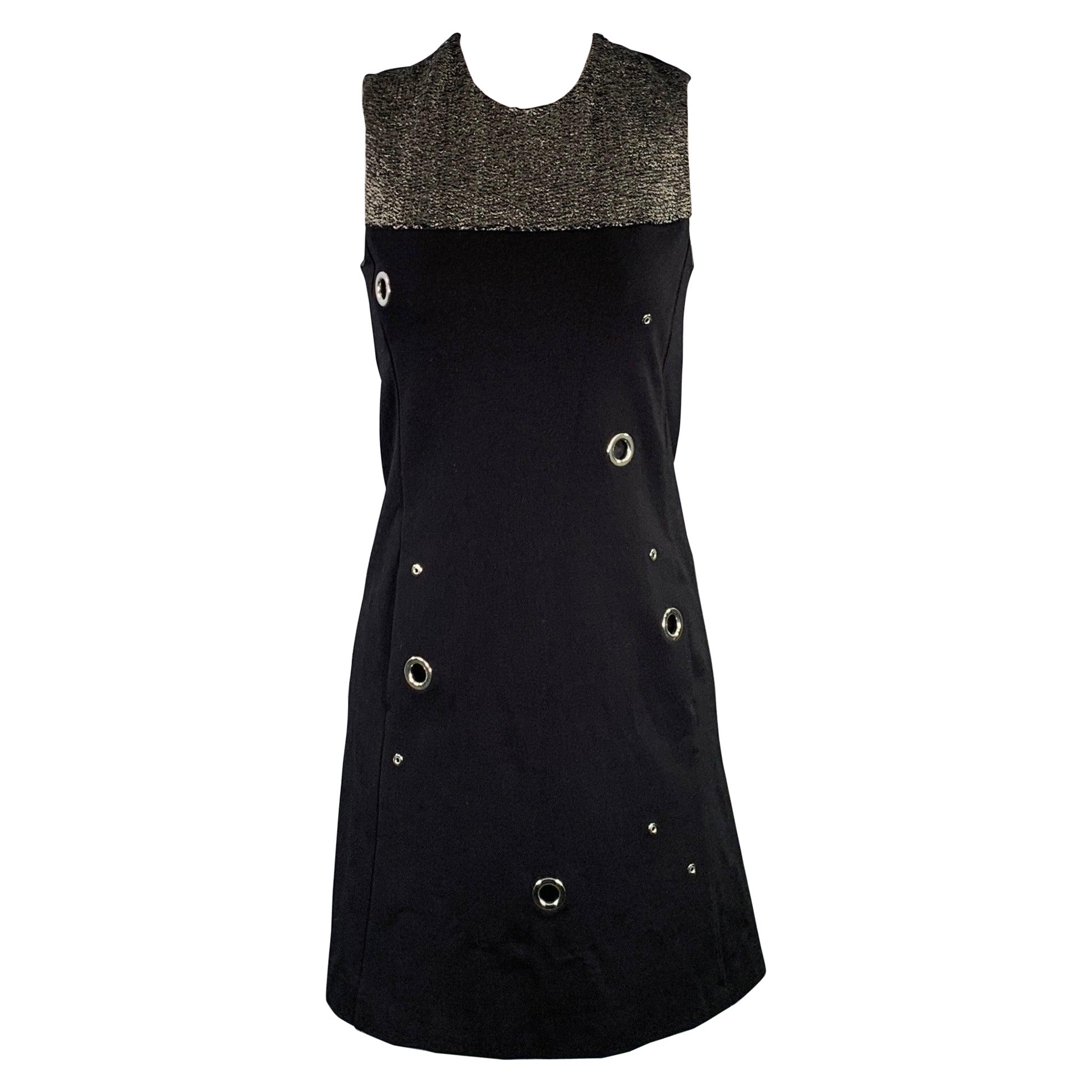 CoSTUME NATIONAL Taglia XS Nero Argento Miscela di Viscosa Abito Shift Bicolore
