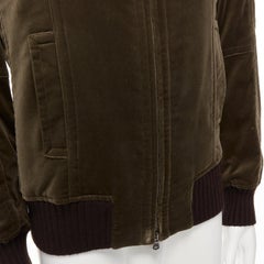 COSTUME NATIONAL bomber con cremallera de terciopelo en mezcla de algodón caqui ahumado IT50 L