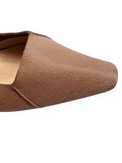Costume National Taupe Leather Minimalist Kitten Heel Mule, New/Old