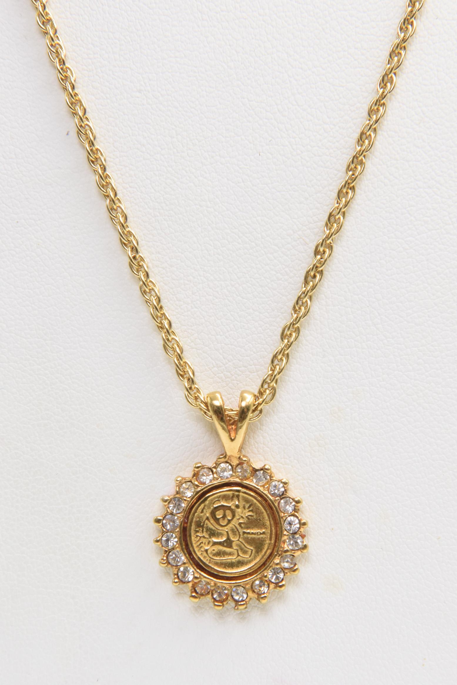 chinese gold panda coin necklace
