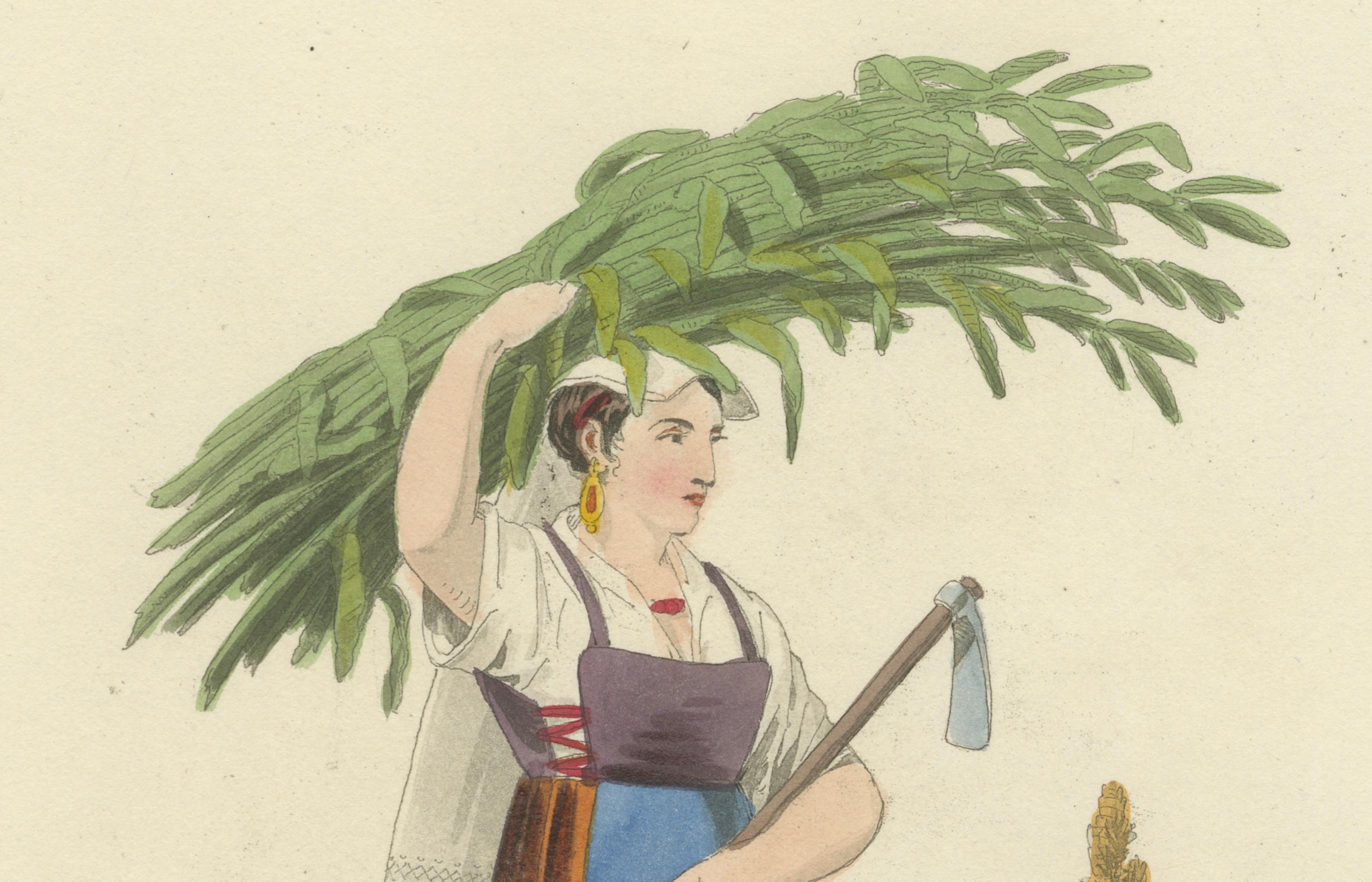 Kostümdruck: Frau von Civita Castellana, 1820 Handkolorierter Kupferstich (Frühes 19. Jahrhundert) im Angebot