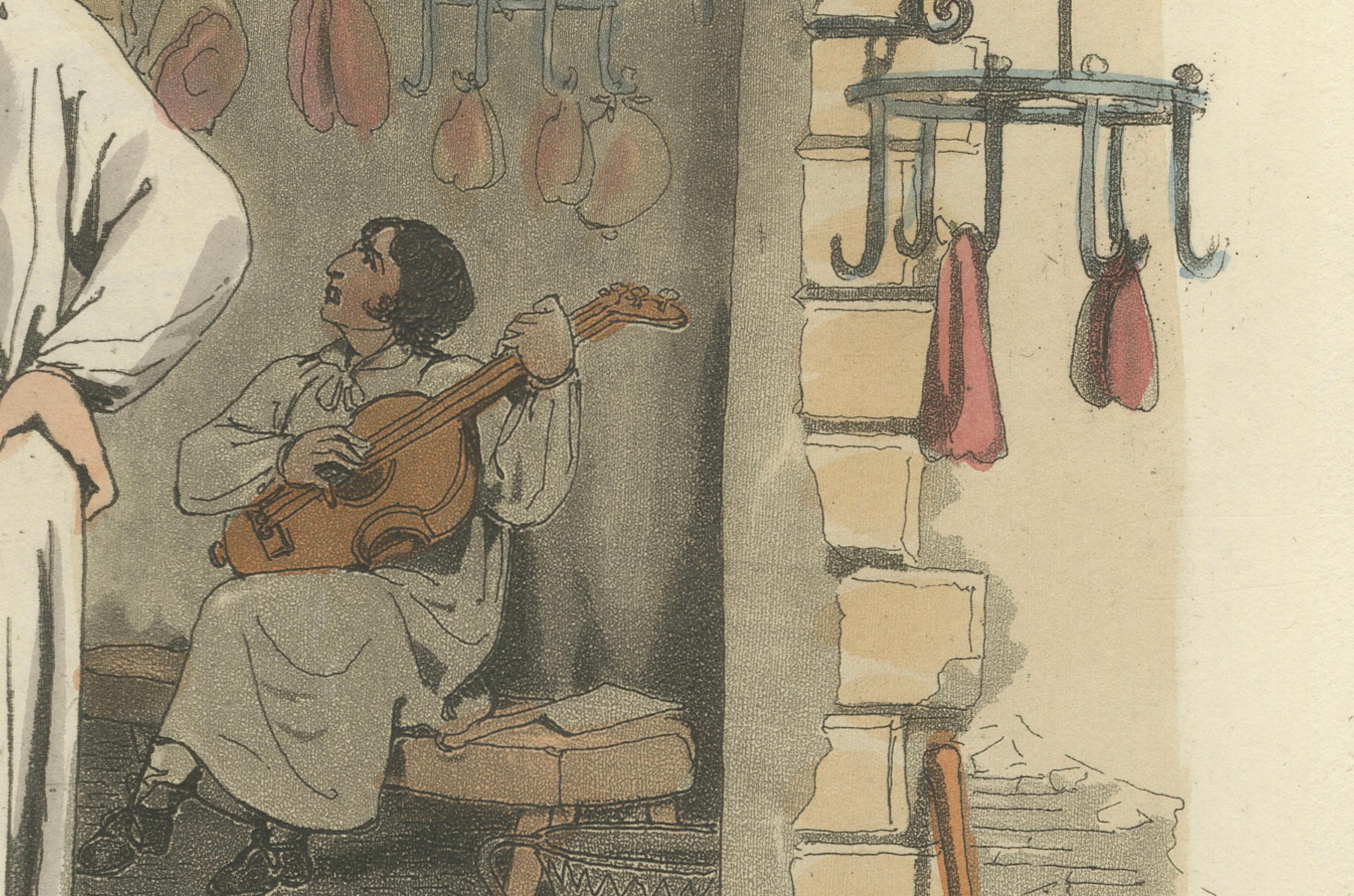 Kostümdruck: Römischer Metzger bei der Arbeit, Handkolorierter Kupferstich aus den 1820er Jahren (Frühes 19. Jahrhundert) im Angebot