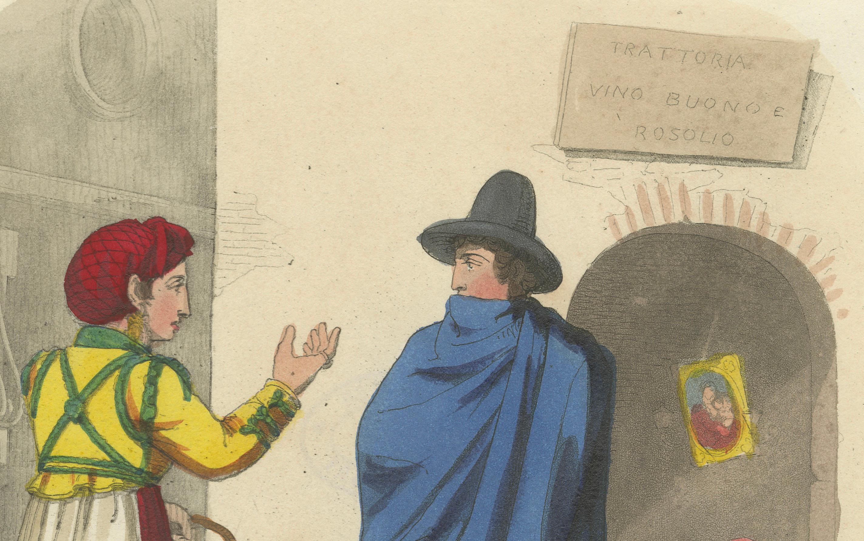 Début du XIXe siècle Gravure sur costume : Costume traditionnel de Rome, gravure à la main de 1820 en vente