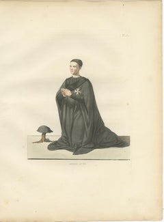 Costumes of a Knight, a Poet, and a Muse from Medieval Italy, Published in 1845