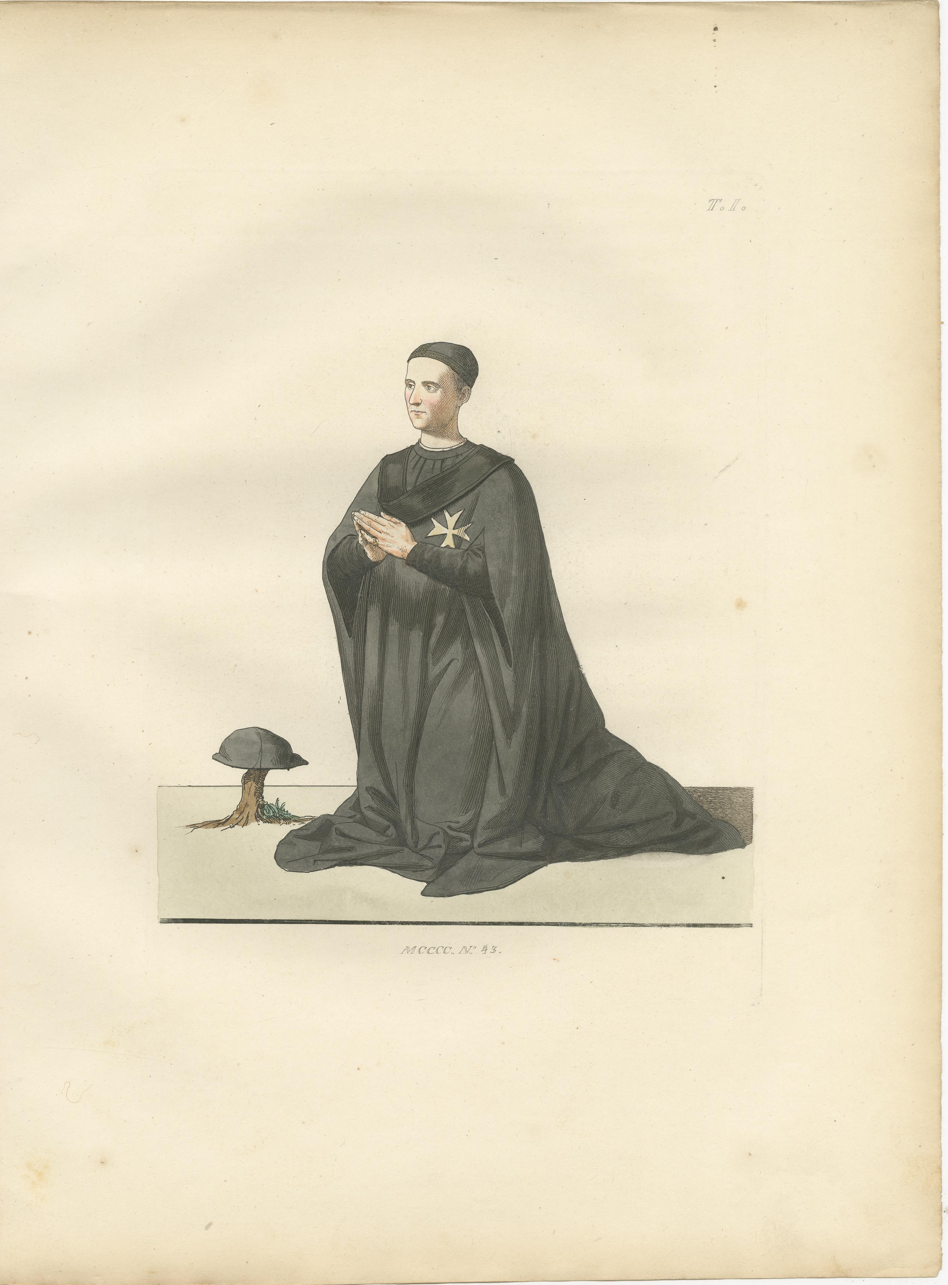 Costumes of a Knight, a Poet, and a Muse from Medieval Italy, Published in 1845 For Sale 1