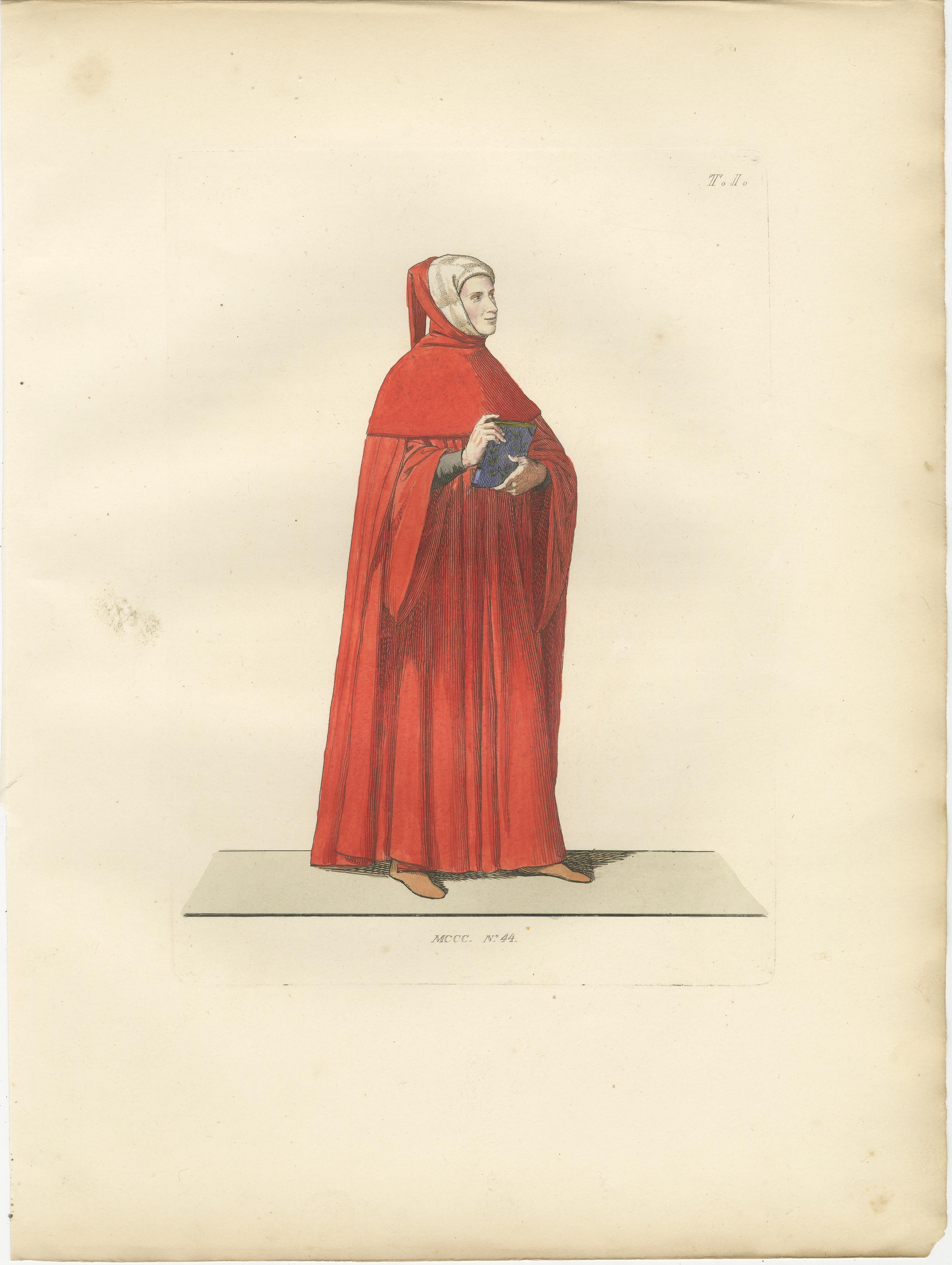 Costumes of a Knight, a Poet, and a Muse from Medieval Italy, Published in 1845 For Sale 2