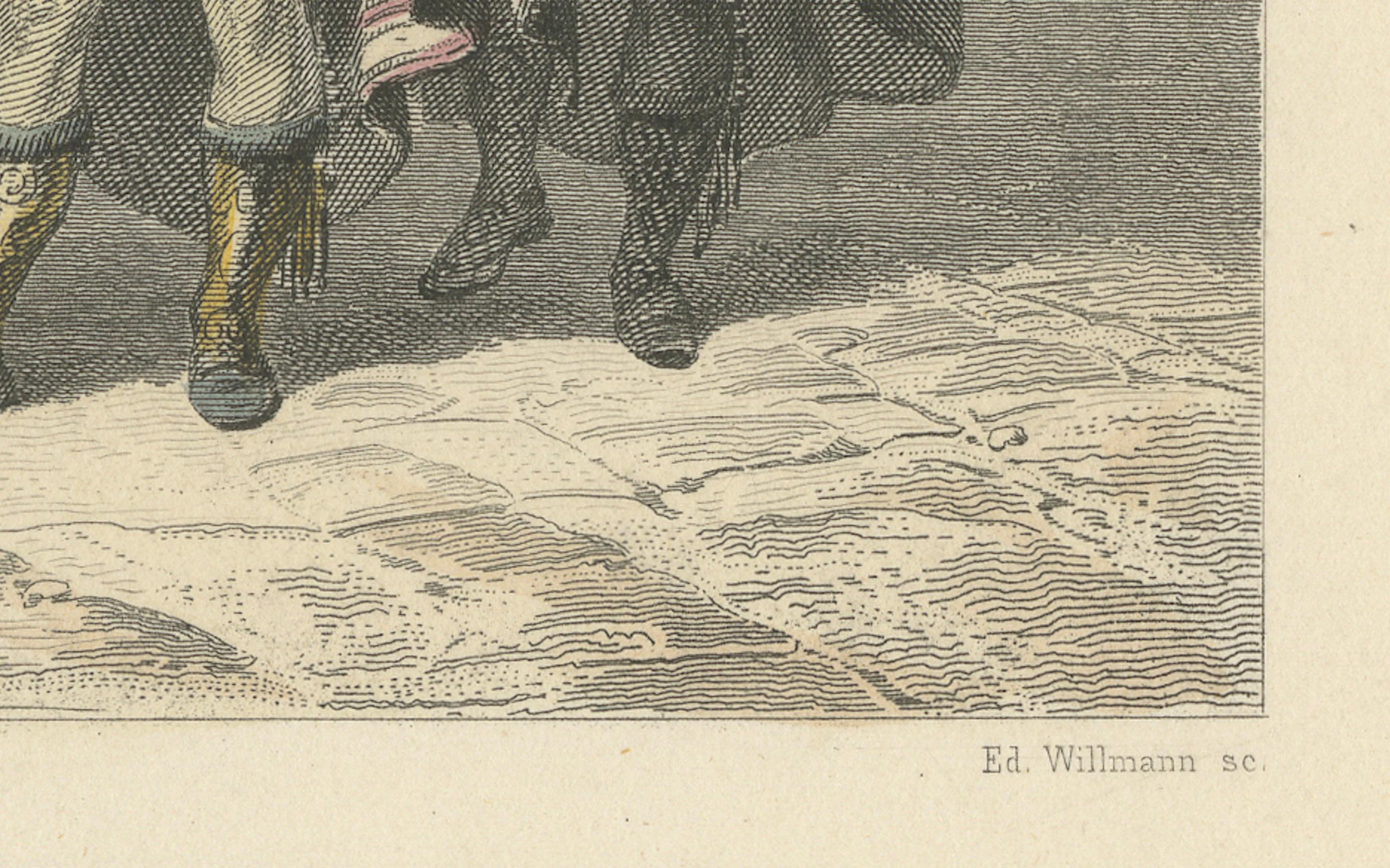 Costumes of Majorca – 19th-Century Hand-Colored Engraving by Ed. Willmann