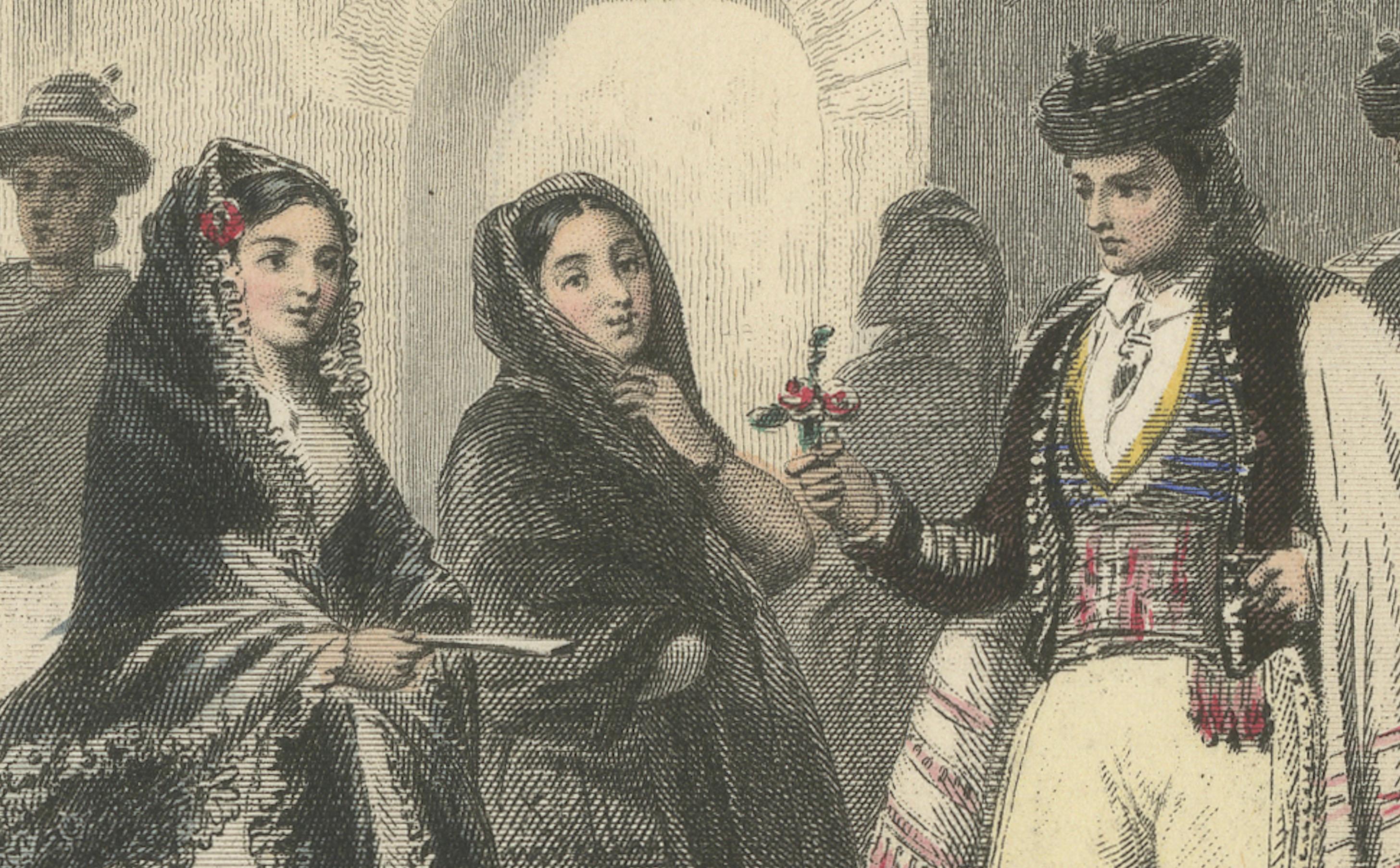 Costumes of Majorca – 19th-Century Hand-Colored Engraving by Ed. Willmann