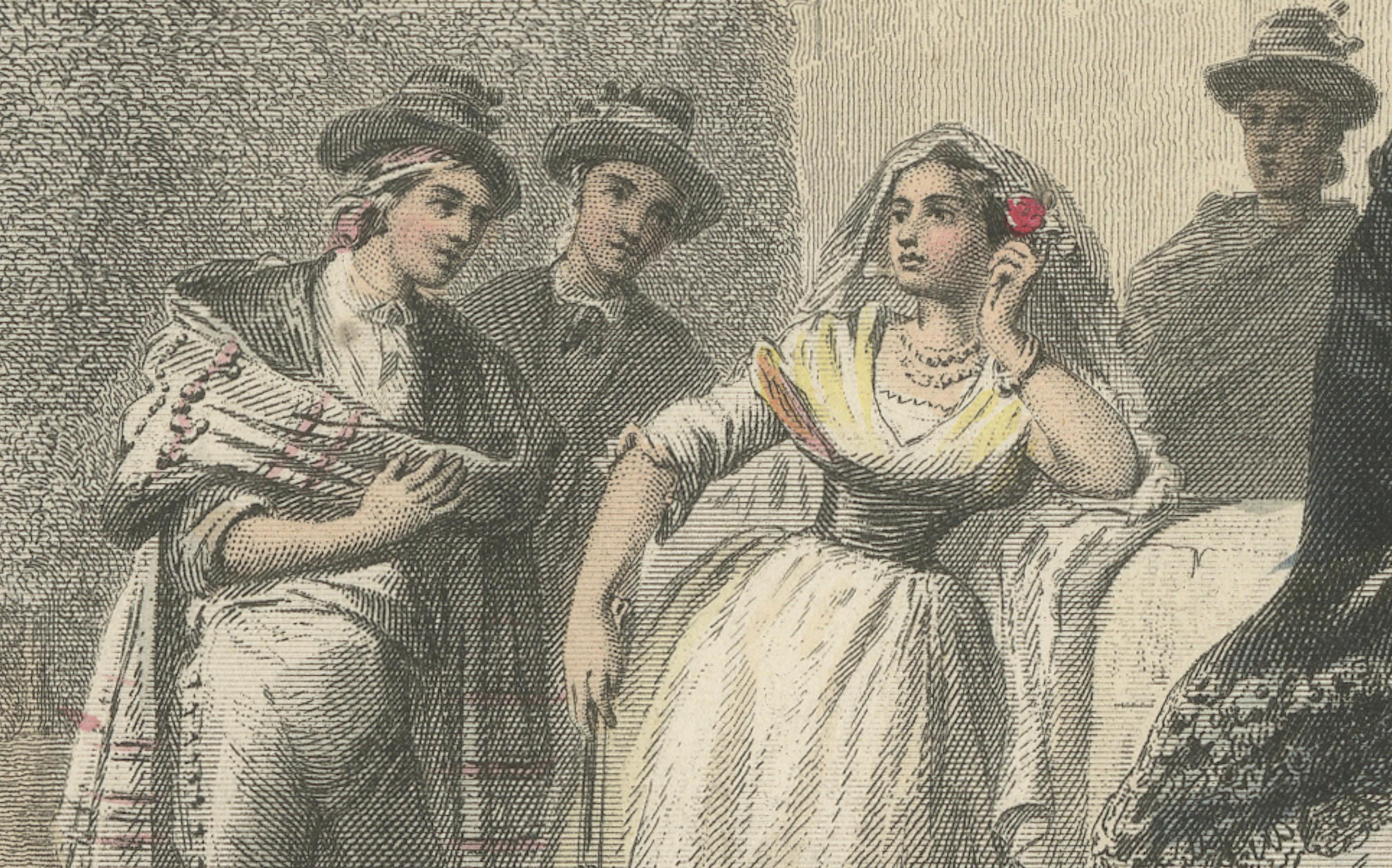 Costumes of Majorca – 19th-Century Hand-Colored Engraving by Ed. Willmann