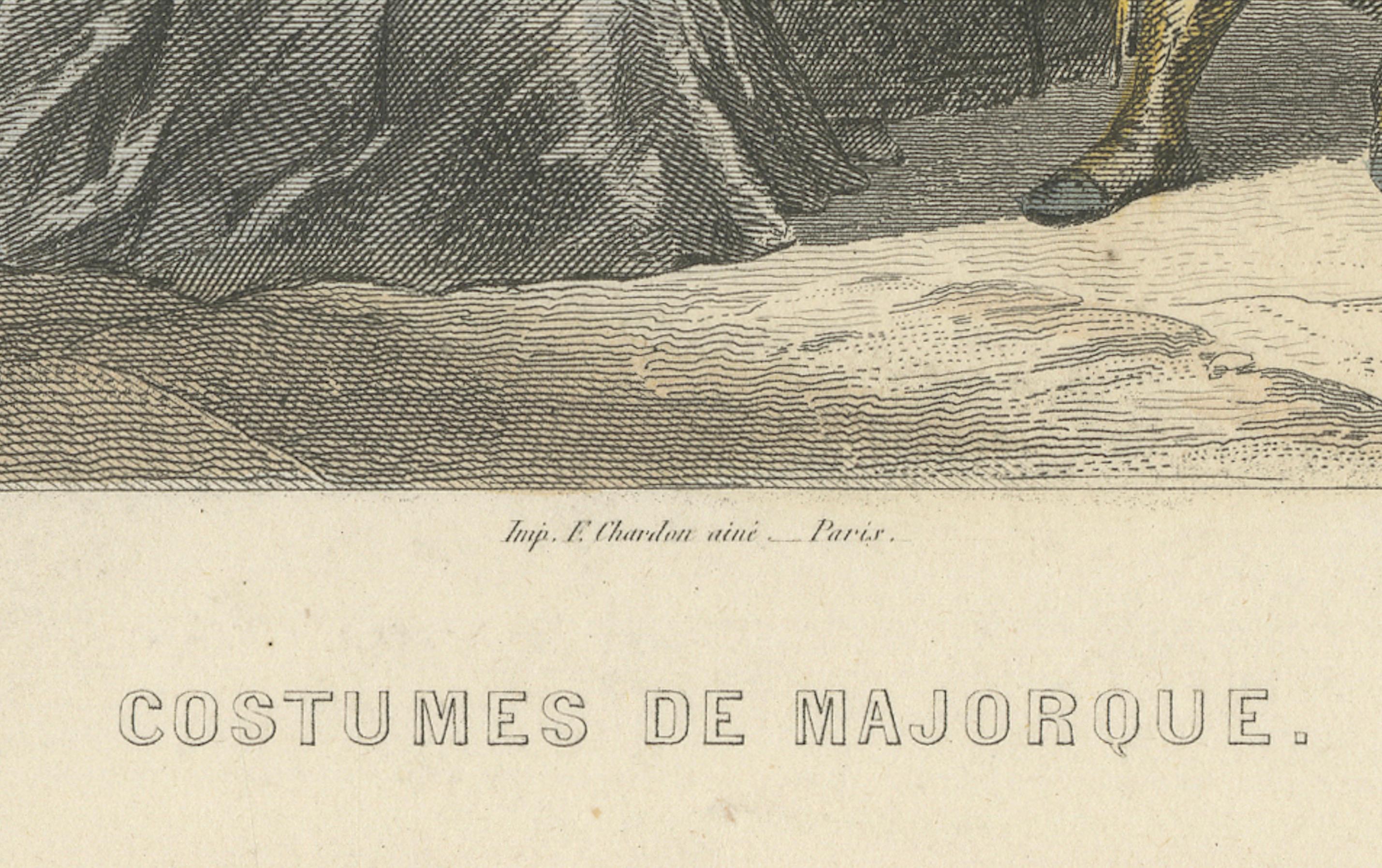 Costumes of Majorca – 19th-Century Hand-Colored Engraving by Ed. Willmann