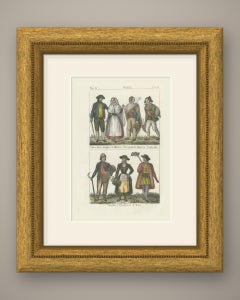 Costumes of Minorca, Majorca and Ibiza, Hand Colored Lithograph, 1842