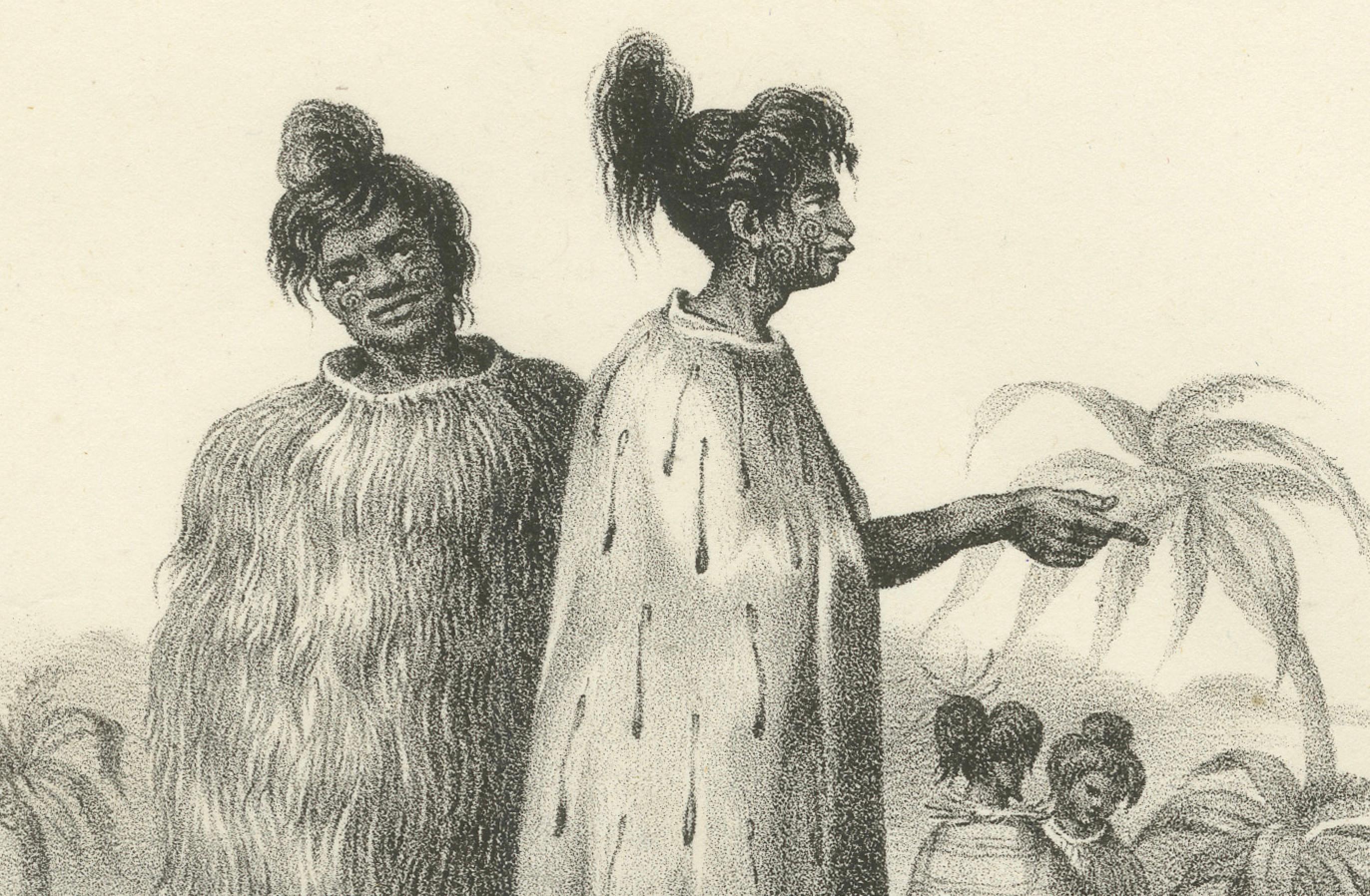 Kostüme des indigenen Volkes, Cape Palliser & Cook Strait, Neuseeland 1836 im Zustand „Gut“ im Angebot in Langweer, NL