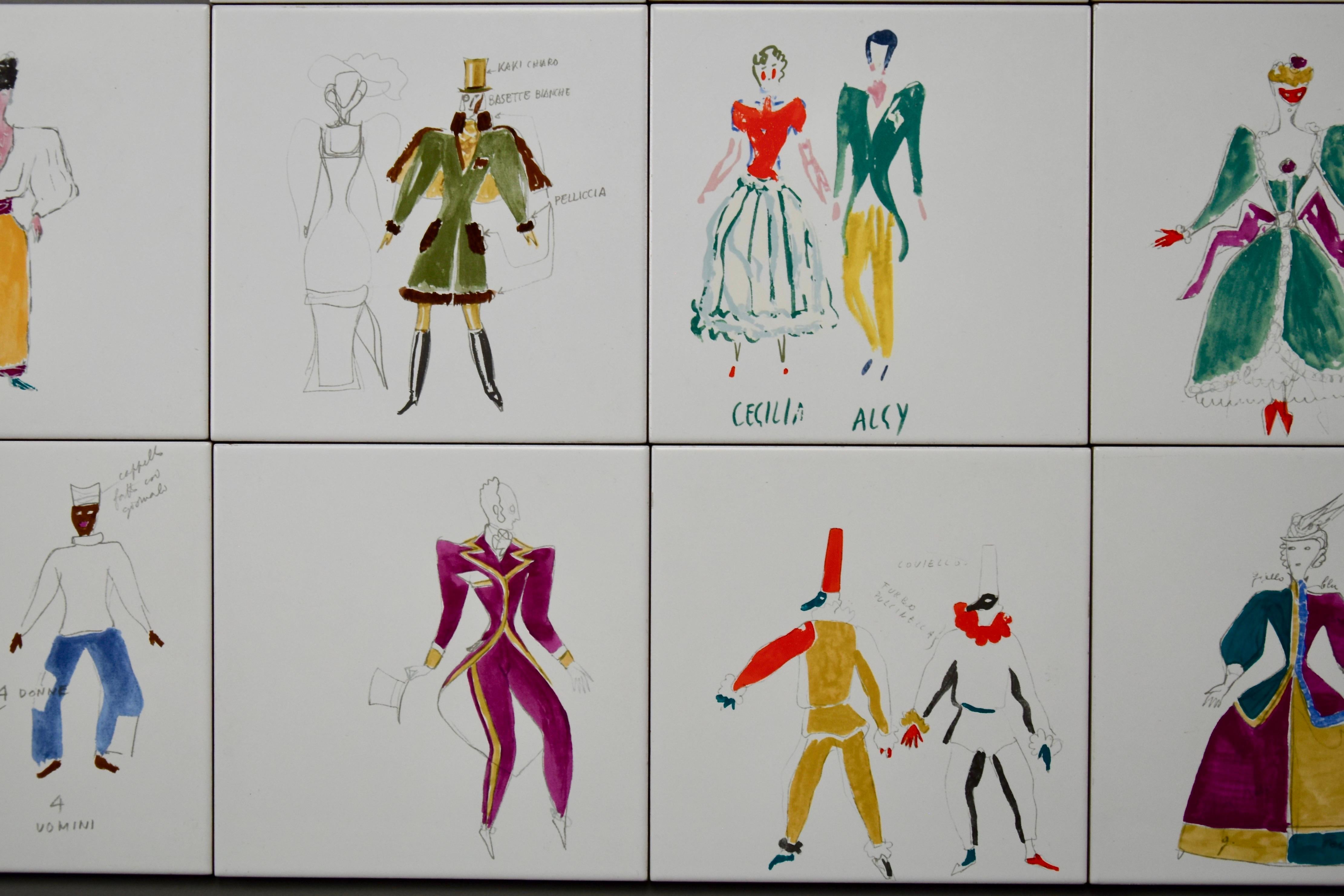 Costumi Ceramic Tiles by Giò Ponti for Bardelli Ceramica For Sale 3
