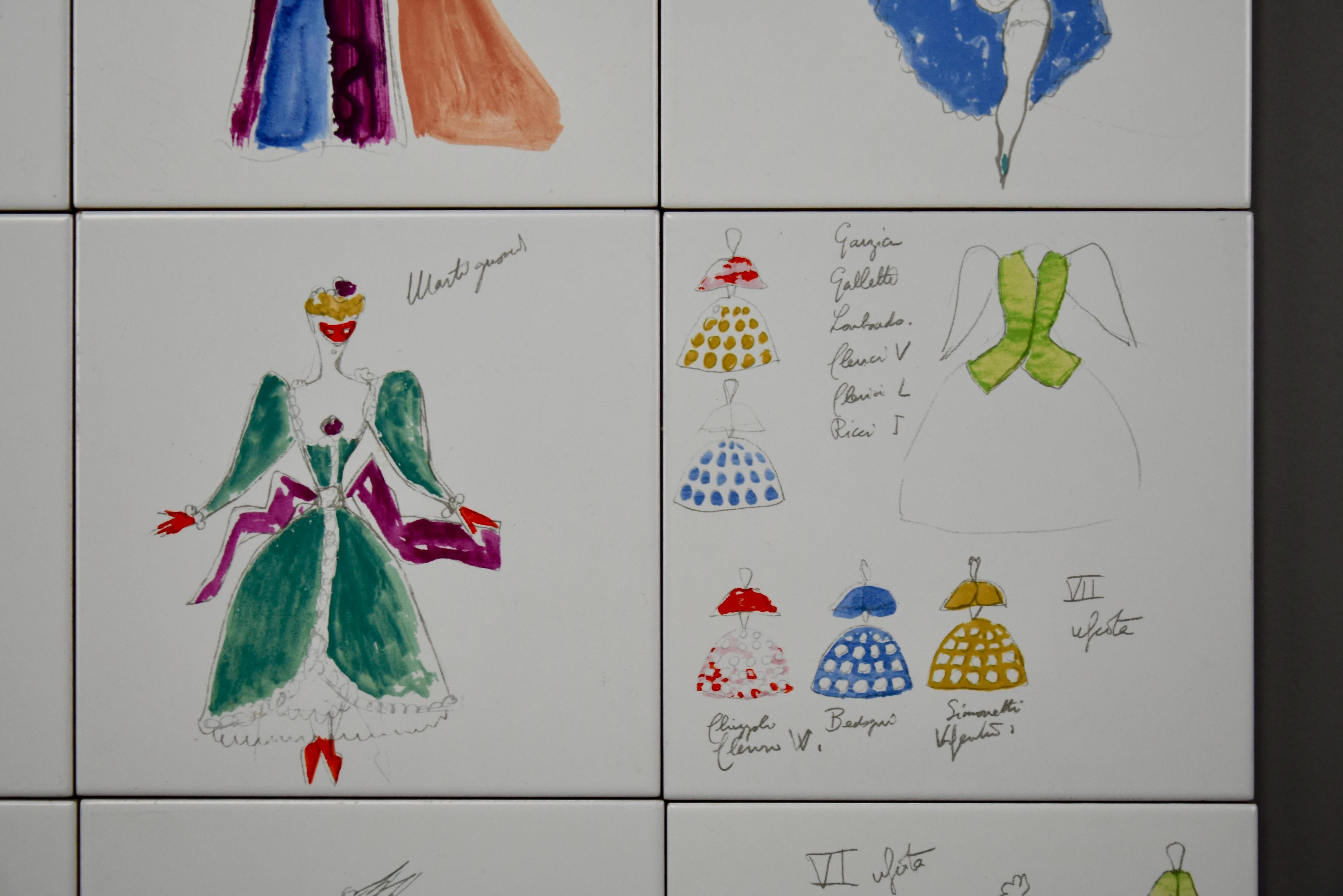 Costumi Ceramic Tiles by Giò Ponti for Bardelli Ceramica For Sale 4