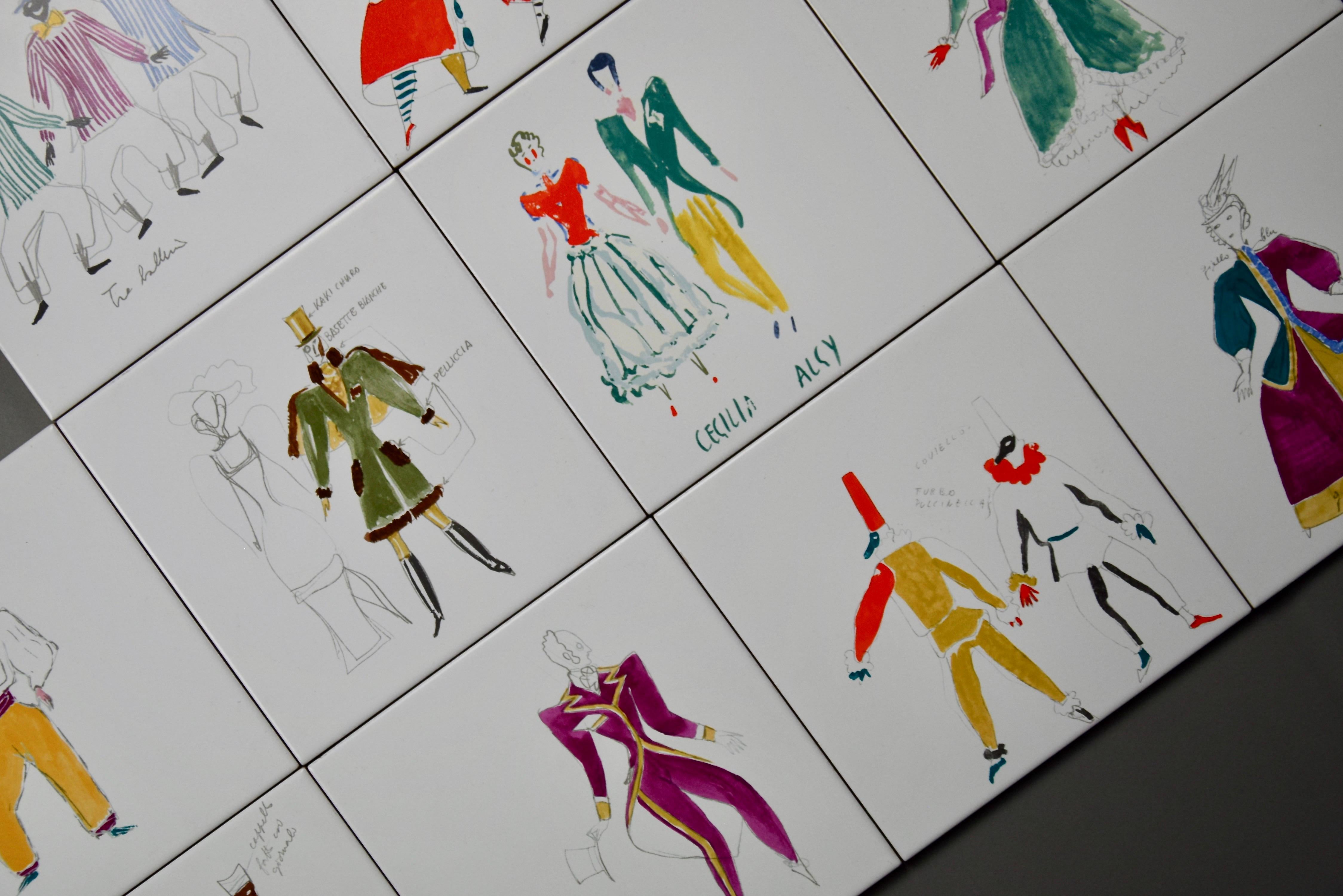 Late 20th Century Costumi Ceramic Tiles by Giò Ponti for Bardelli Ceramica For Sale