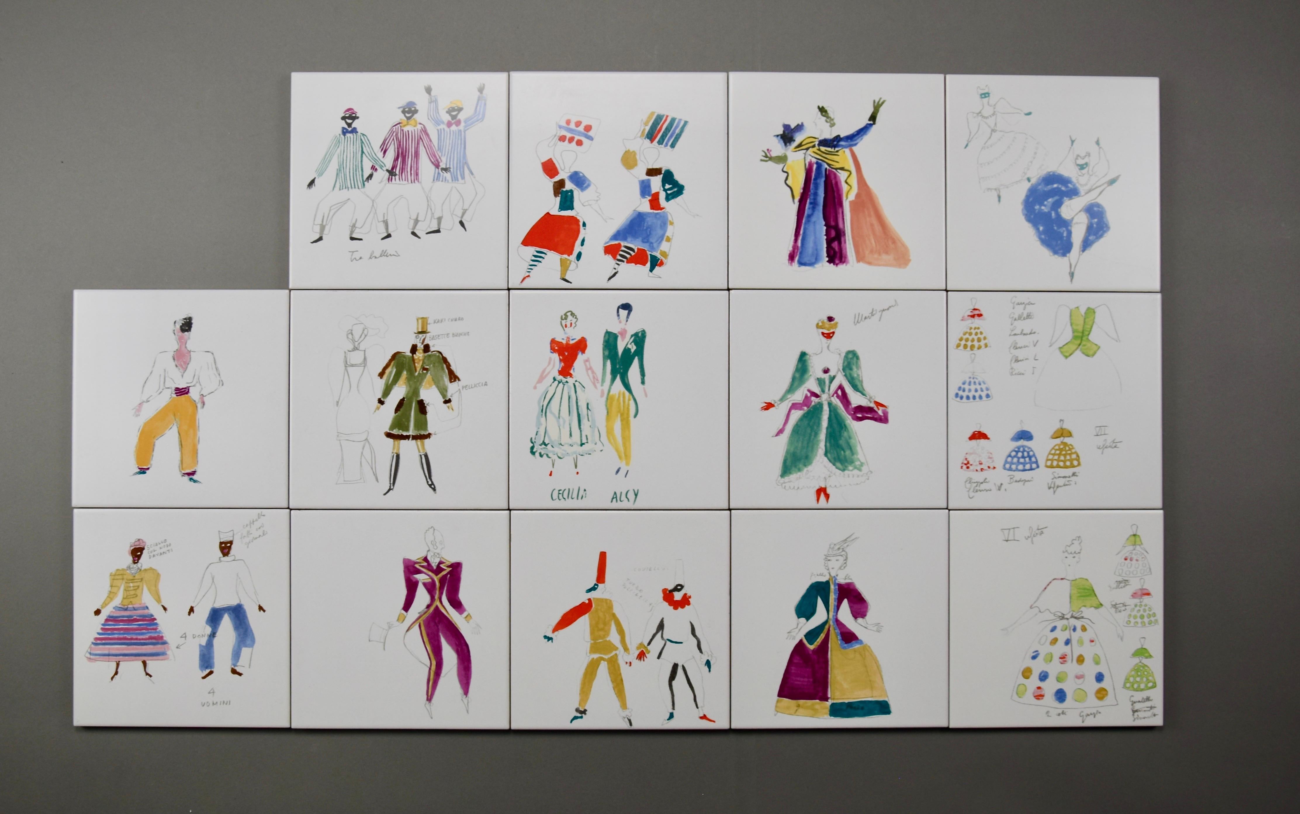 Costumi Ceramic Tiles by Giò Ponti for Bardelli Ceramica For Sale 1