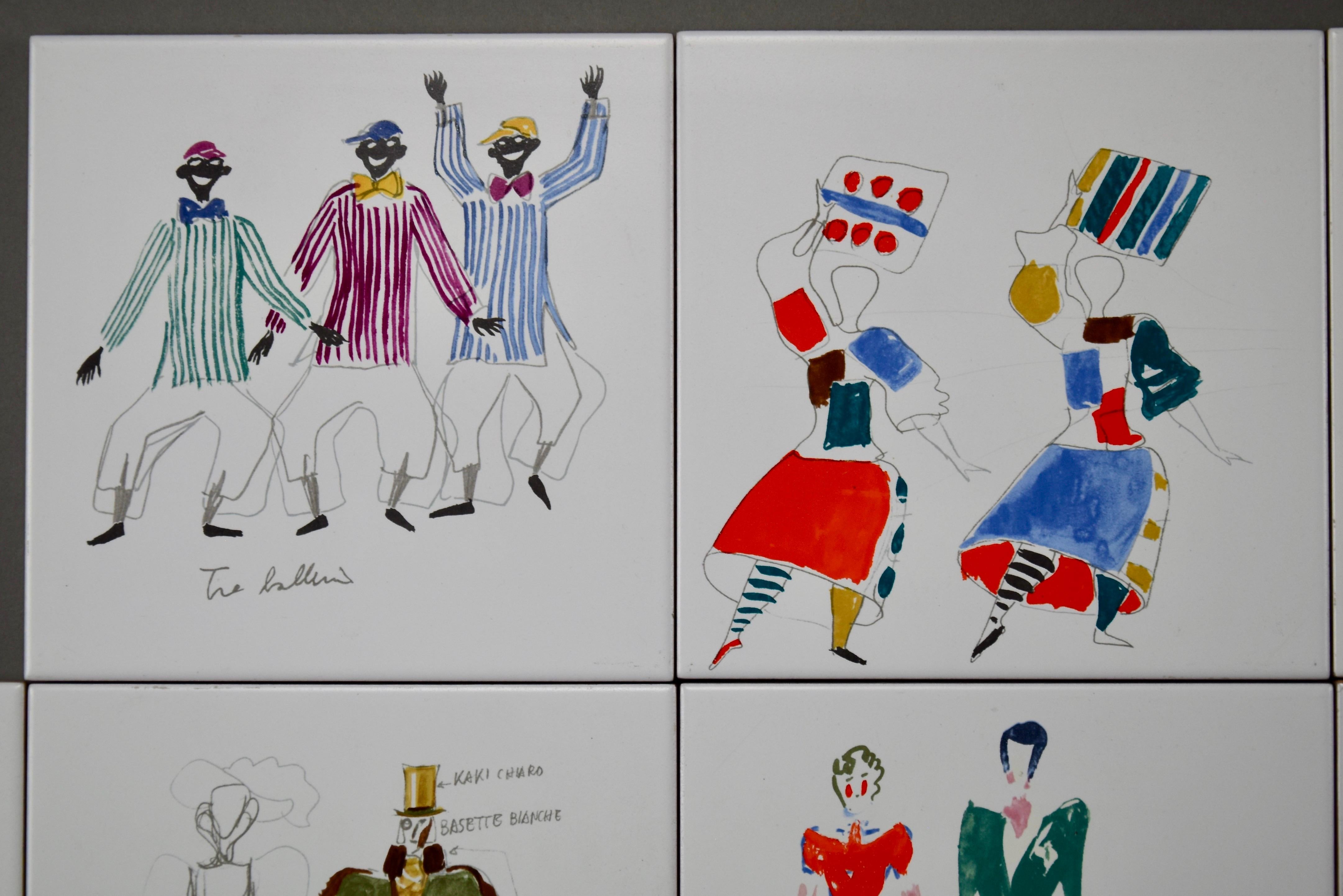 Costumi Ceramic Tiles by Giò Ponti for Bardelli Ceramica For Sale 2