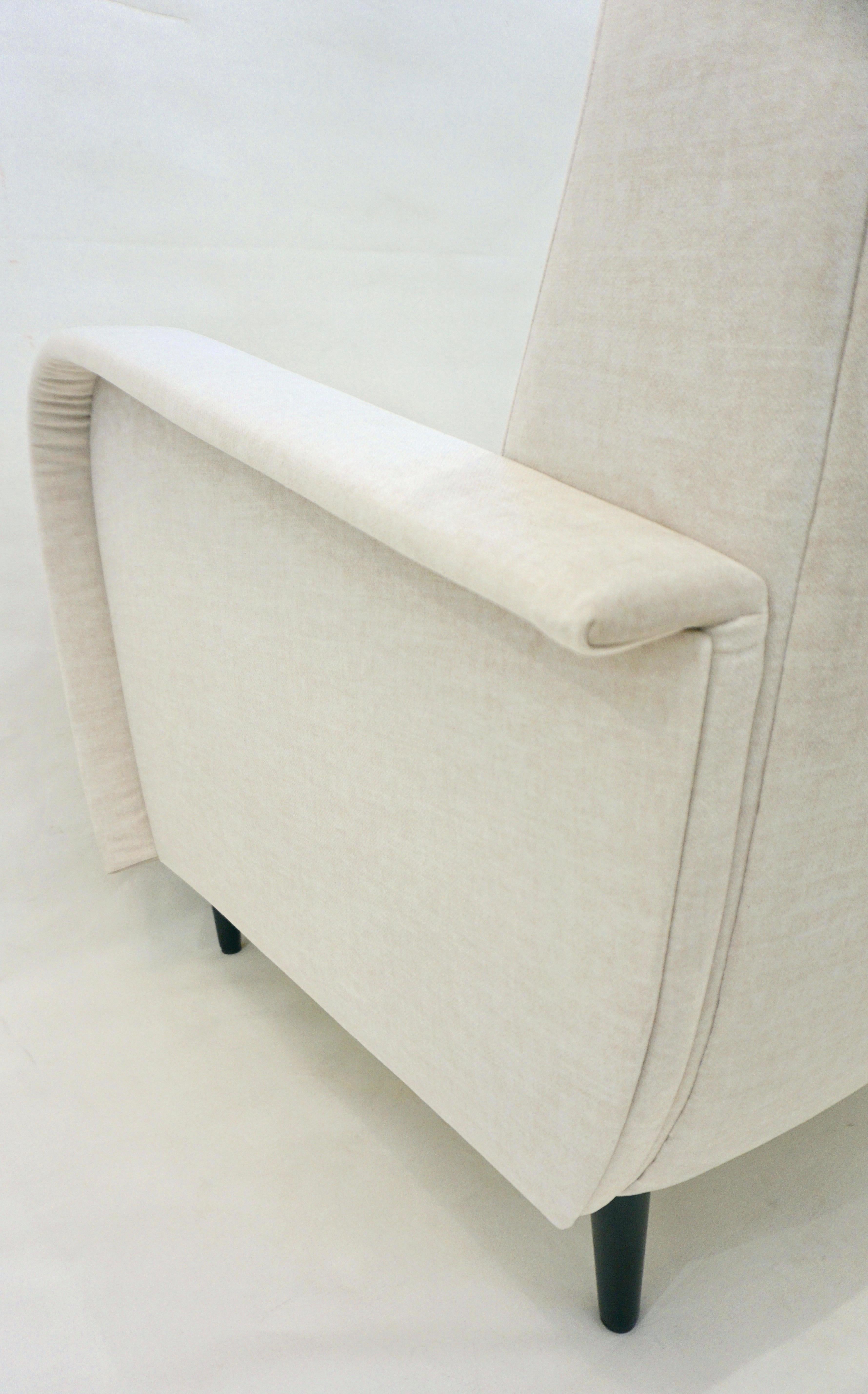 Cosulich Interiors Italian Custom Pair of Modern Camel Cream Velvet Armchairs 1