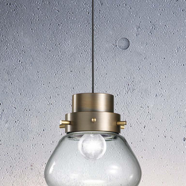 Cosulich Interiors Italian Modern Smoked Aqua Blown Glass Drop Bronze Pendant For Sale 2