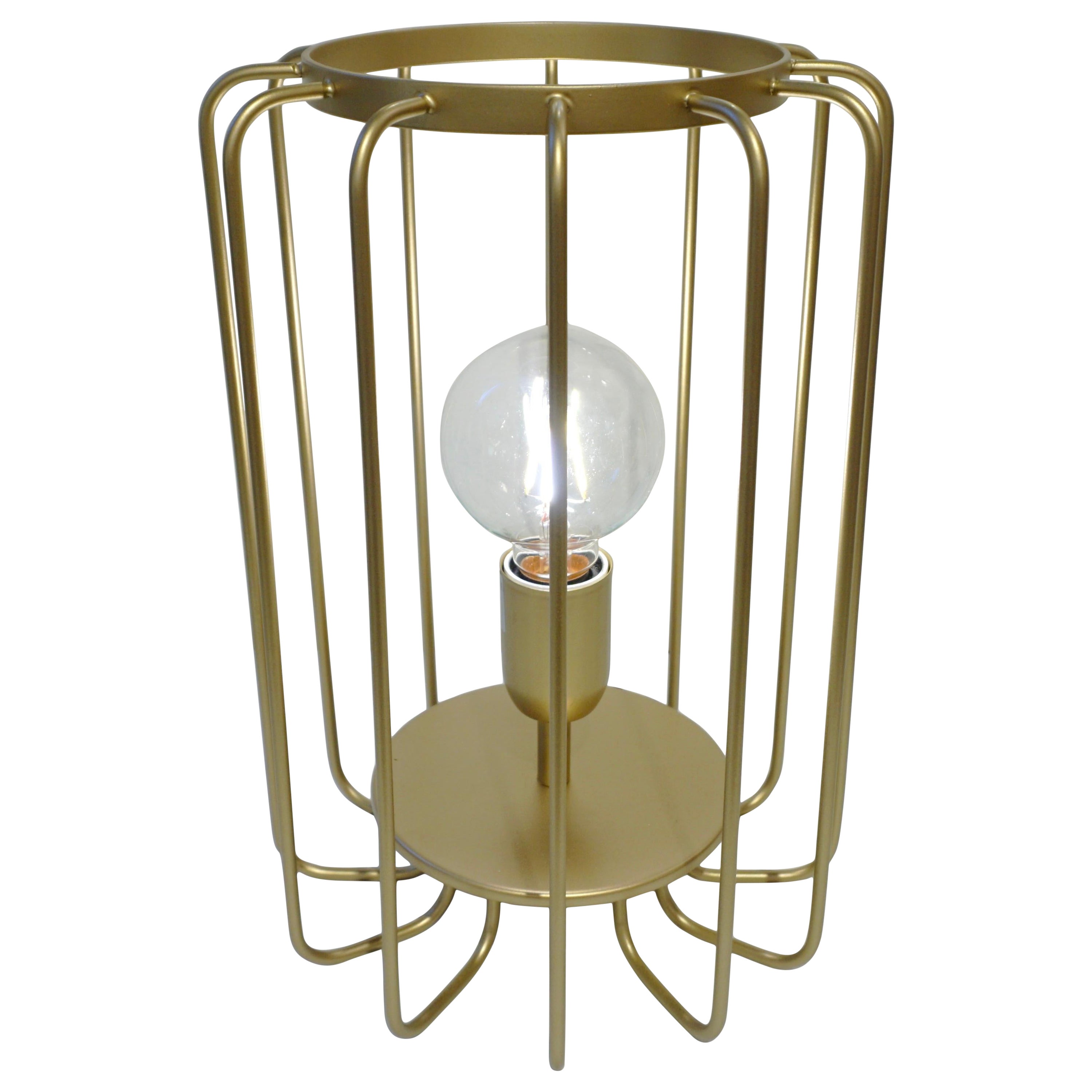 Cosulich Interiors Minimalist Italian Futurist Gold Brass Metal Open Table Lamp