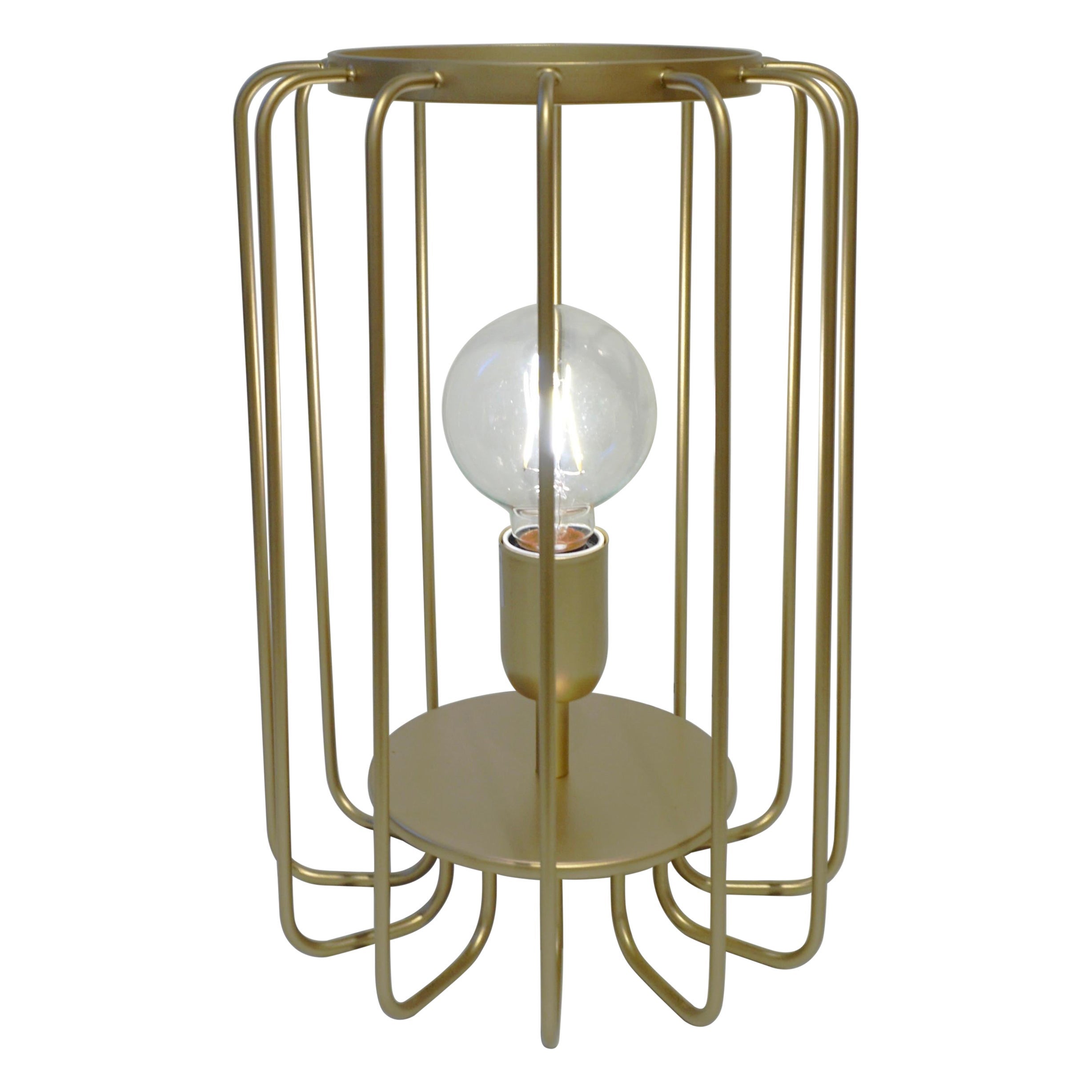 Cosulich Interiors Minimalist Italian Futurist Gold Brass Metal Open Table Lamp