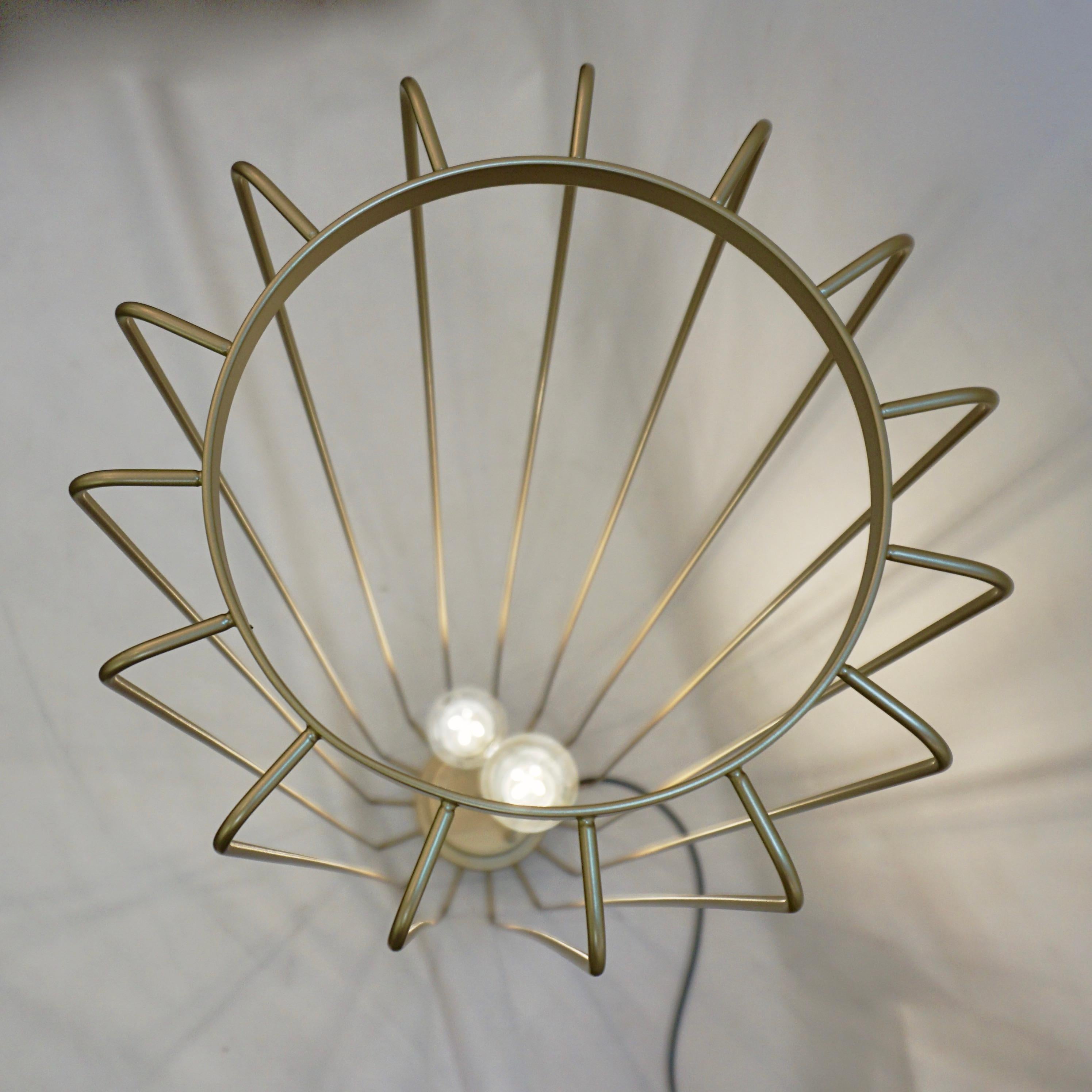 Cosulich Interiors Minimalist Italian Futurist Gold Steel Open Floor Lamp For Sale 3