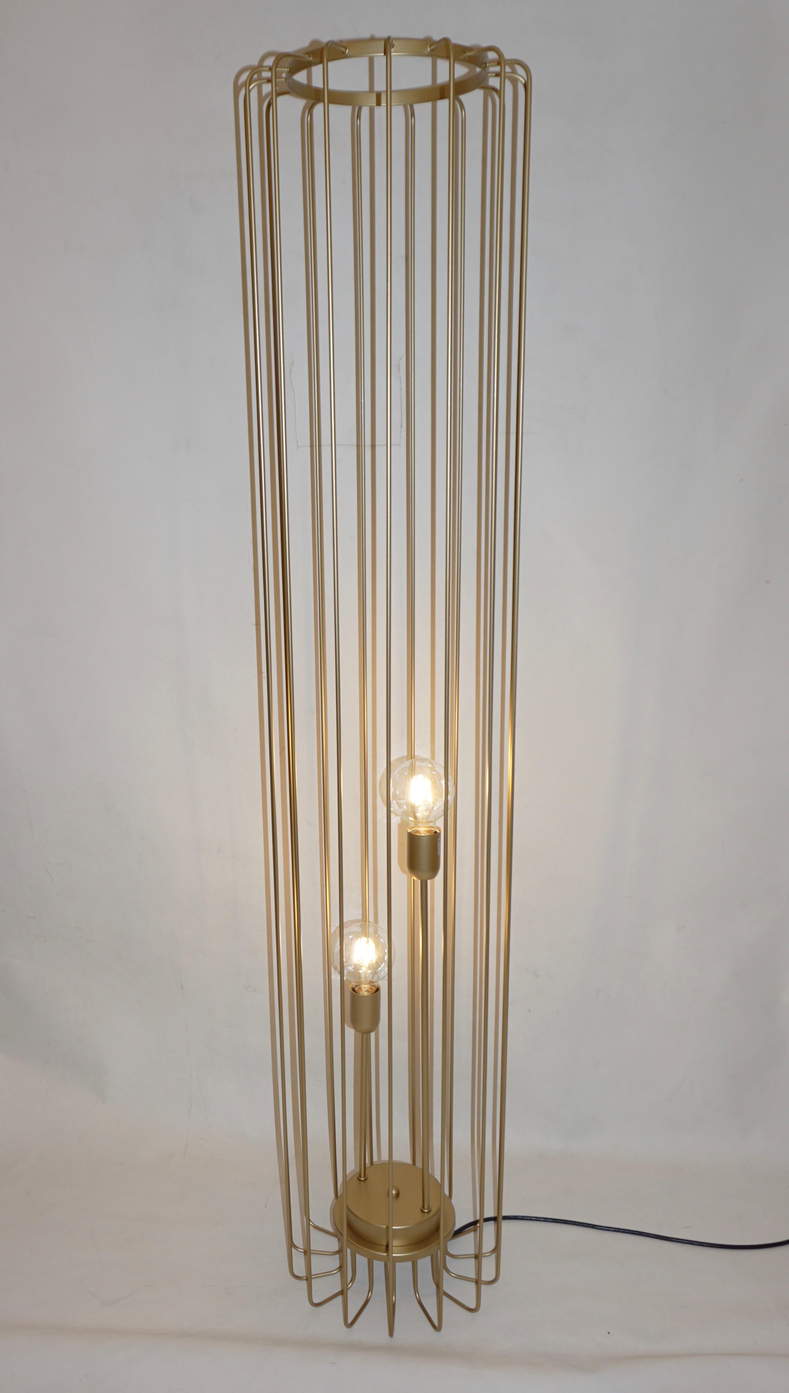 Cosulich Interiors Minimalist Italian Futurist Gold Steel Open Floor Lamp For Sale 6