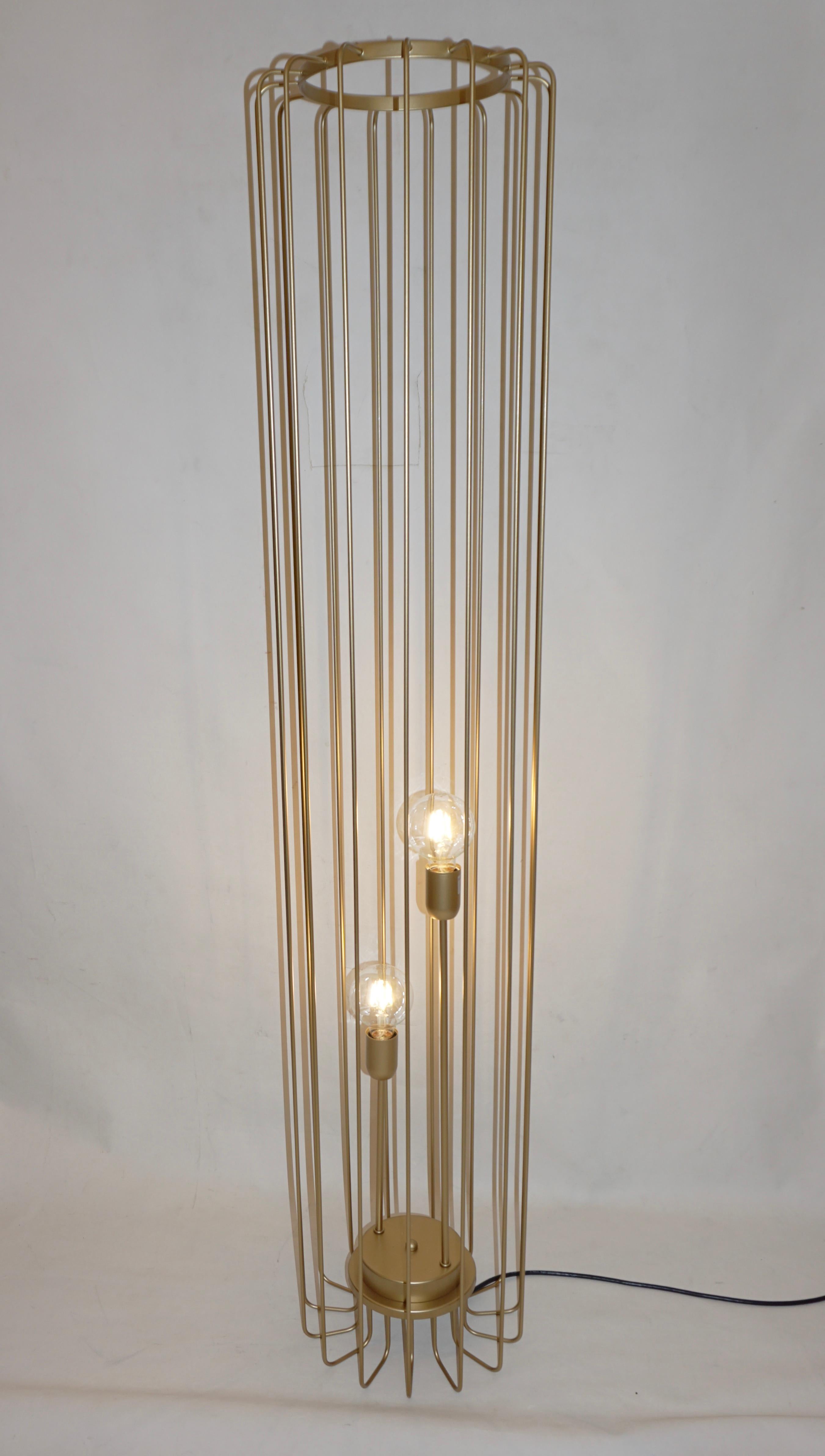 Cosulich Interiors Minimalistische italienische futuristische offene Stehlampe aus Goldstahl im Angebot 4
