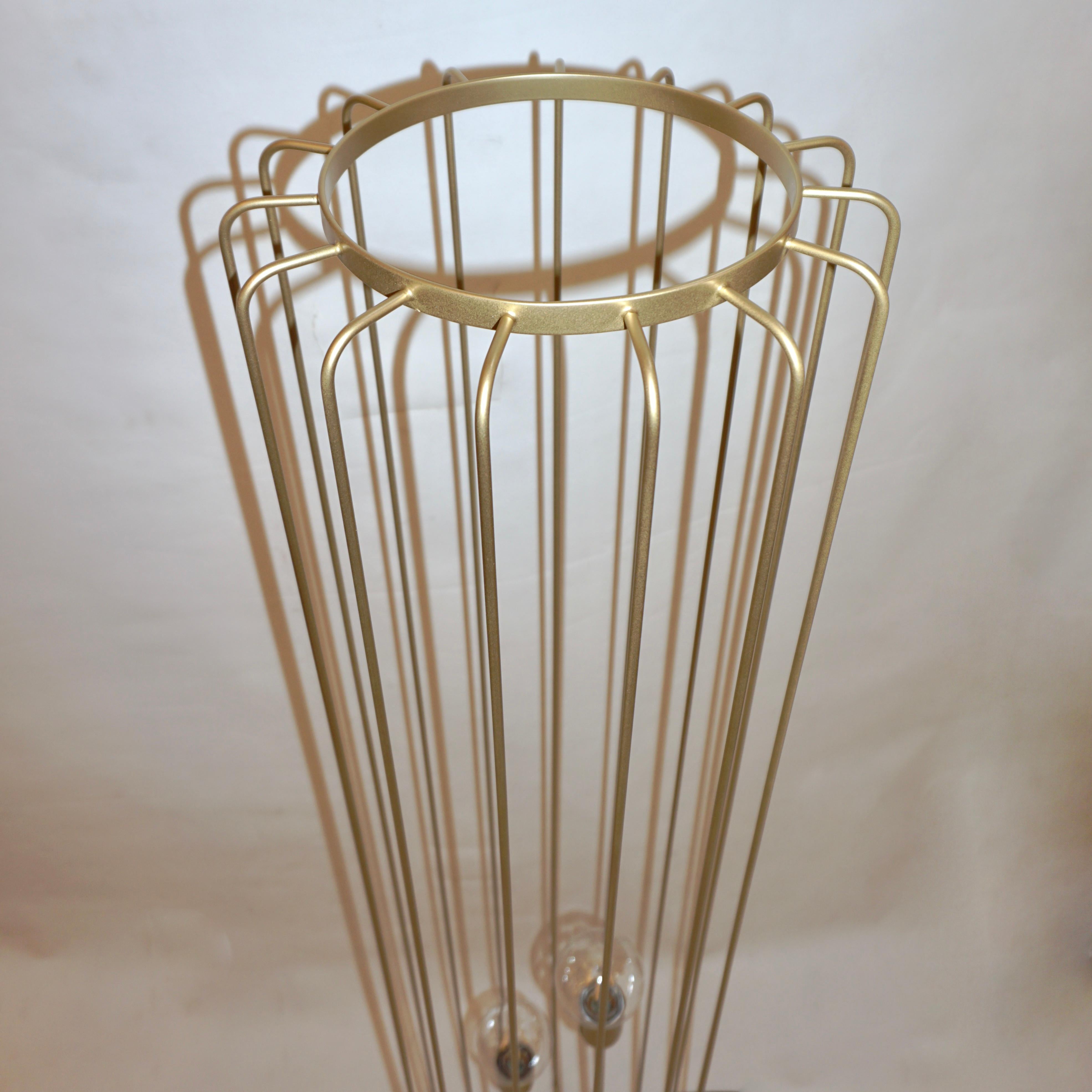Cosulich Interiors Minimalist Italian Futurist Gold Steel Open Floor Lamp For Sale 7