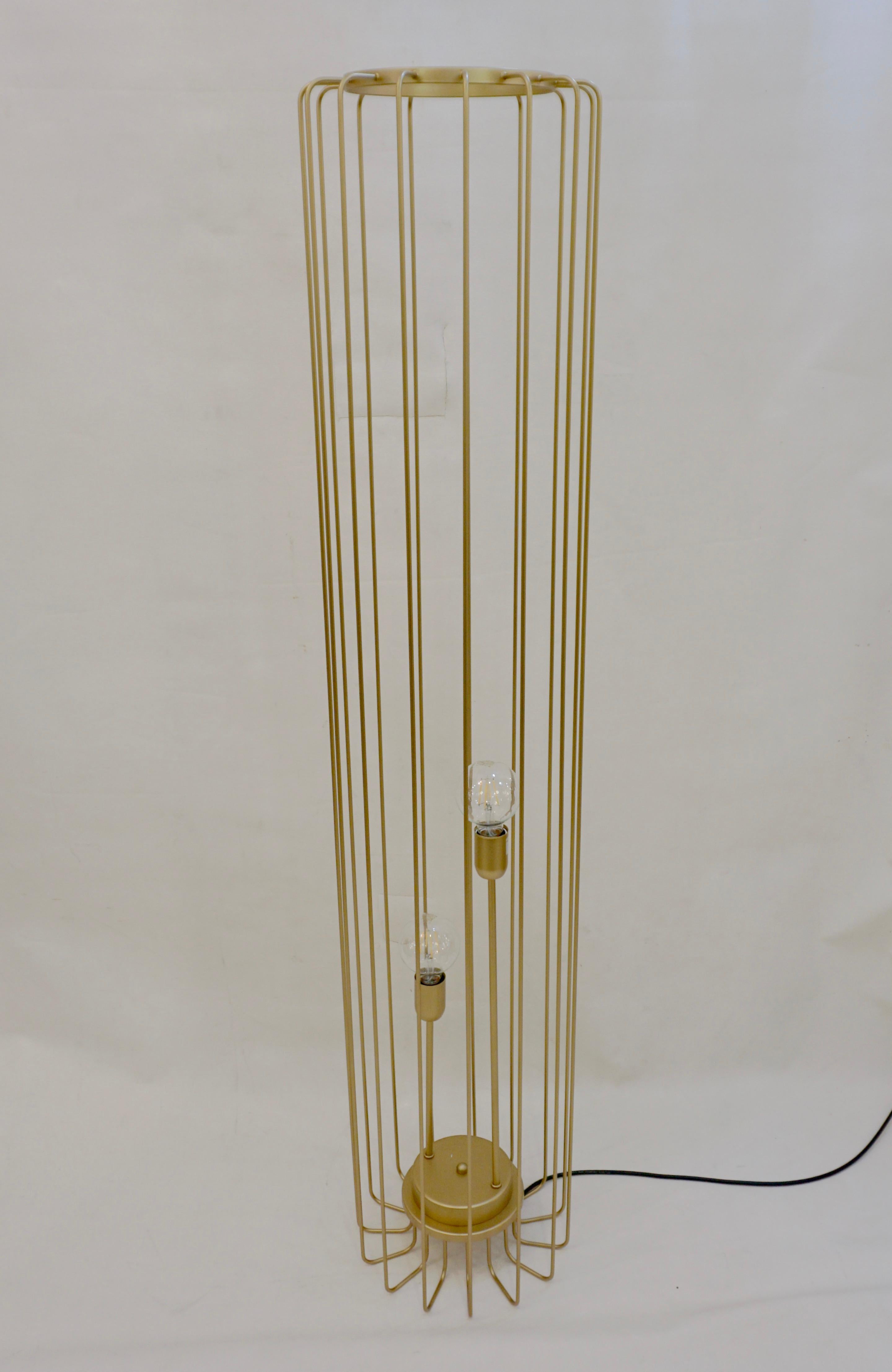 Cosulich Interiors Minimalist Italian Futurist Gold Steel Open Floor Lamp For Sale 8